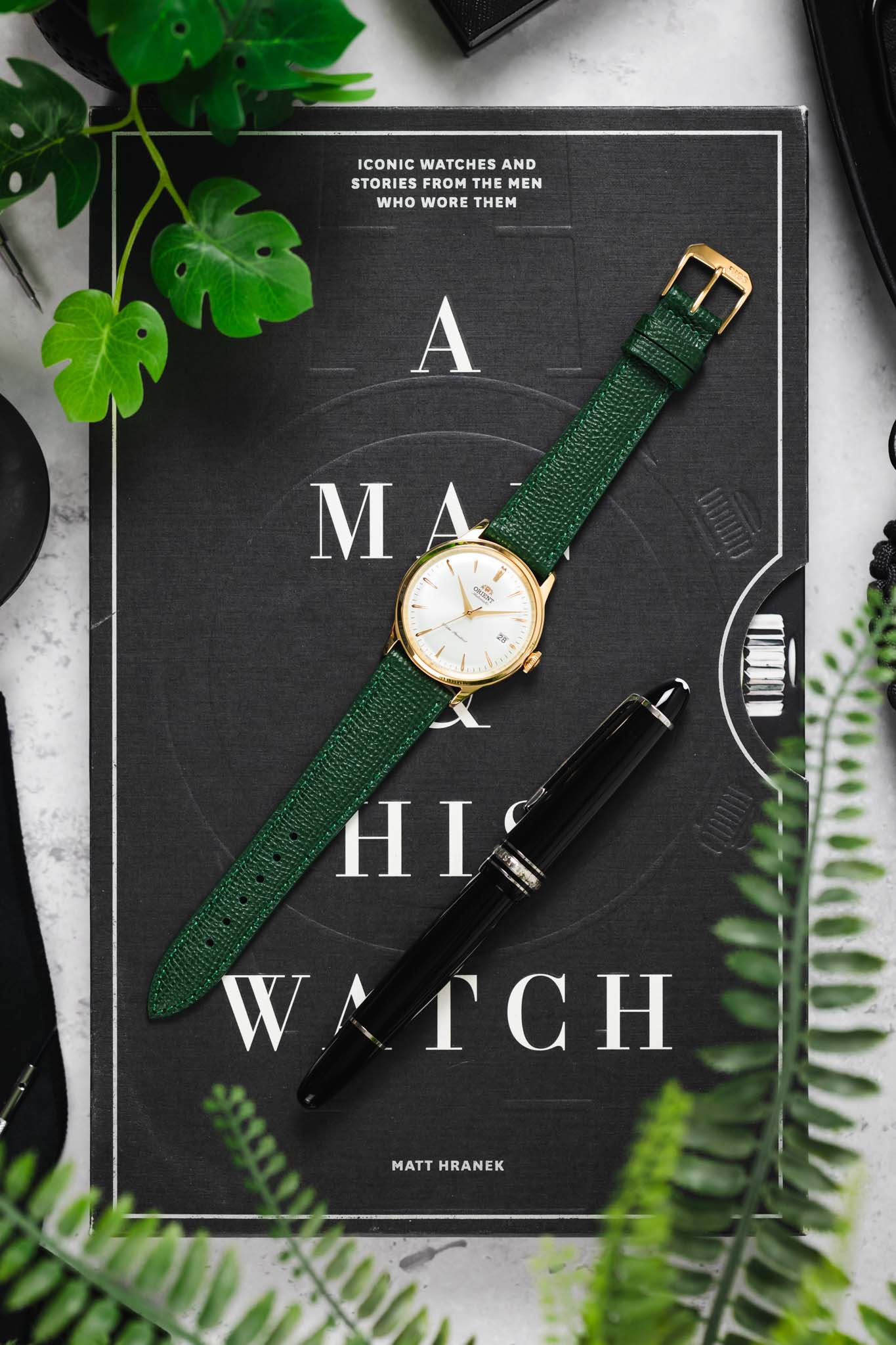 RIOS1931 FRENCH Leather Watch Strap in FOREST GREEN - Image 9