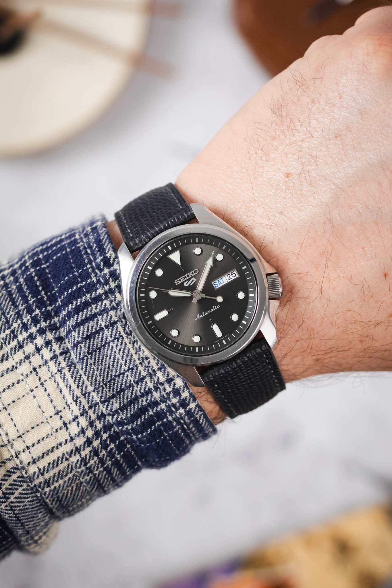 RIOS1931 FRENCH Leather Watch Strap in GRAPHITE - Image 2