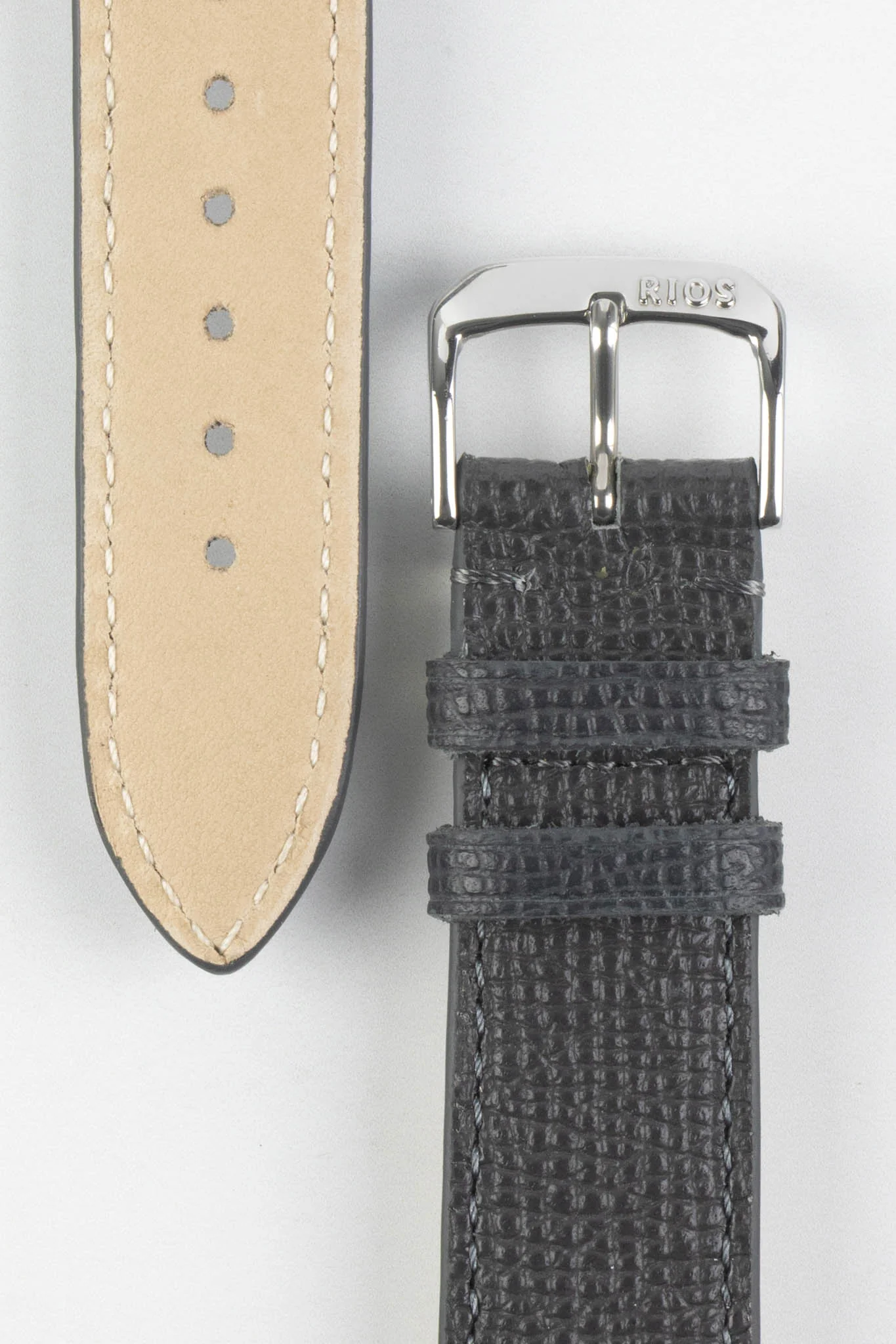 RIOS1931 FRENCH Leather Watch Strap in GRAPHITE - Image 3