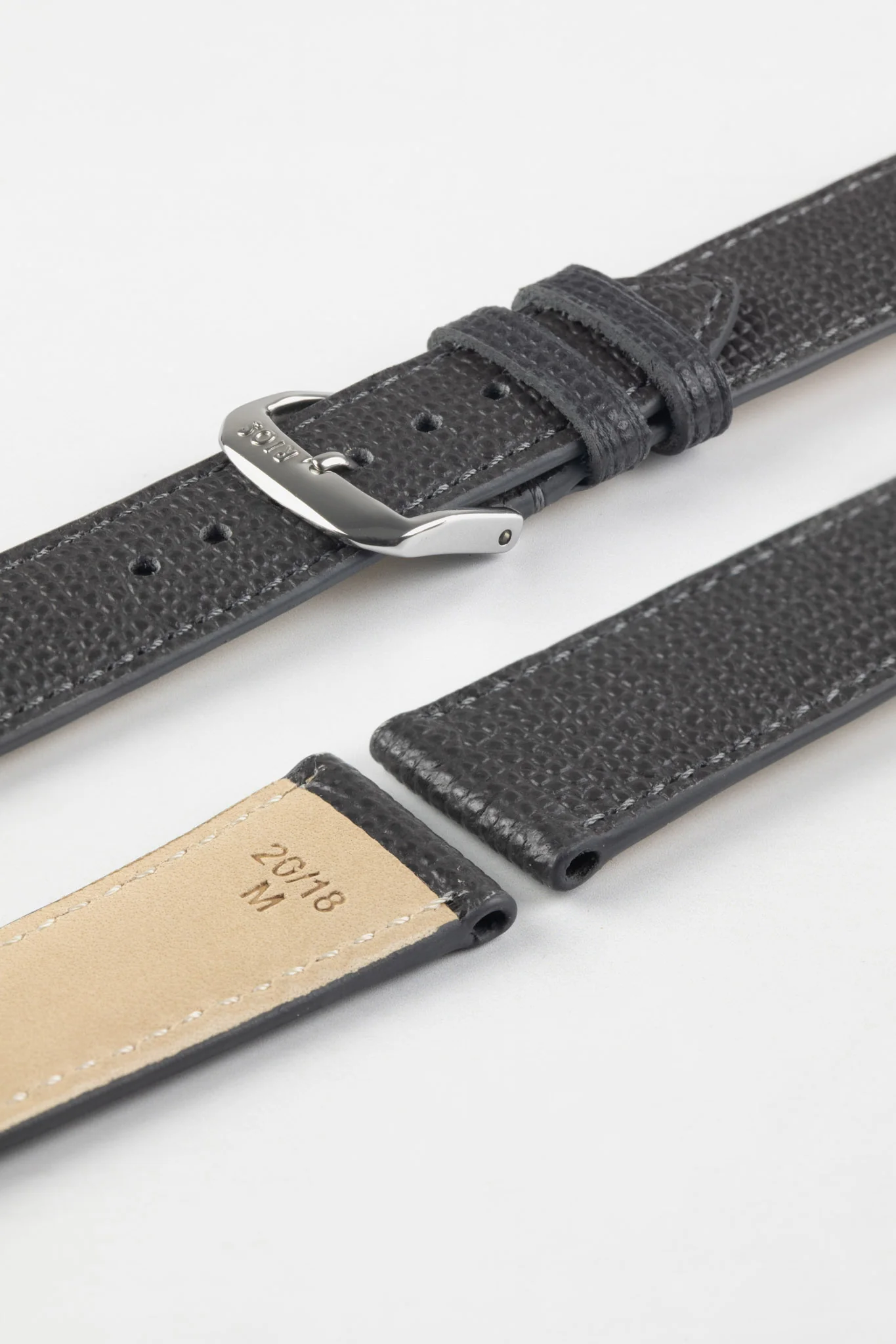 RIOS1931 FRENCH Leather Watch Strap in GRAPHITE - Image 7