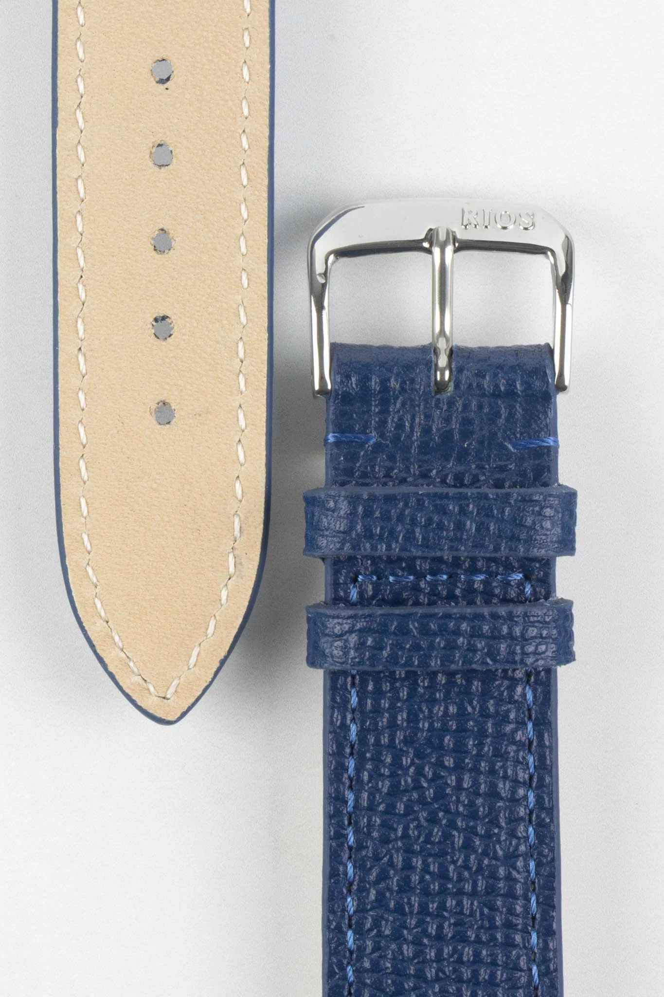 RIOS1931 FRENCH Leather Watch Strap in OCEAN BLUE - Image 3