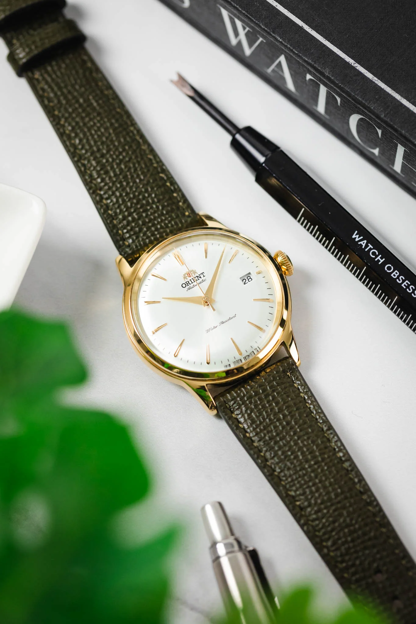 RIOS1931 FRENCH Leather Watch Strap in OLIVE DRAB - Image 6