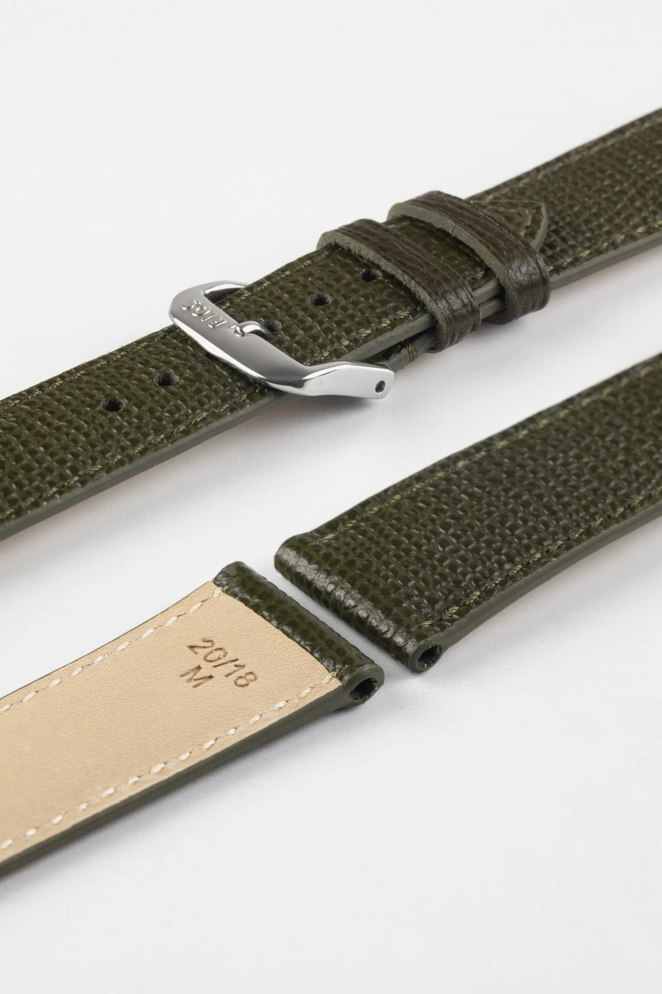 RIOS1931 FRENCH Leather Watch Strap in OLIVE DRAB - Image 7