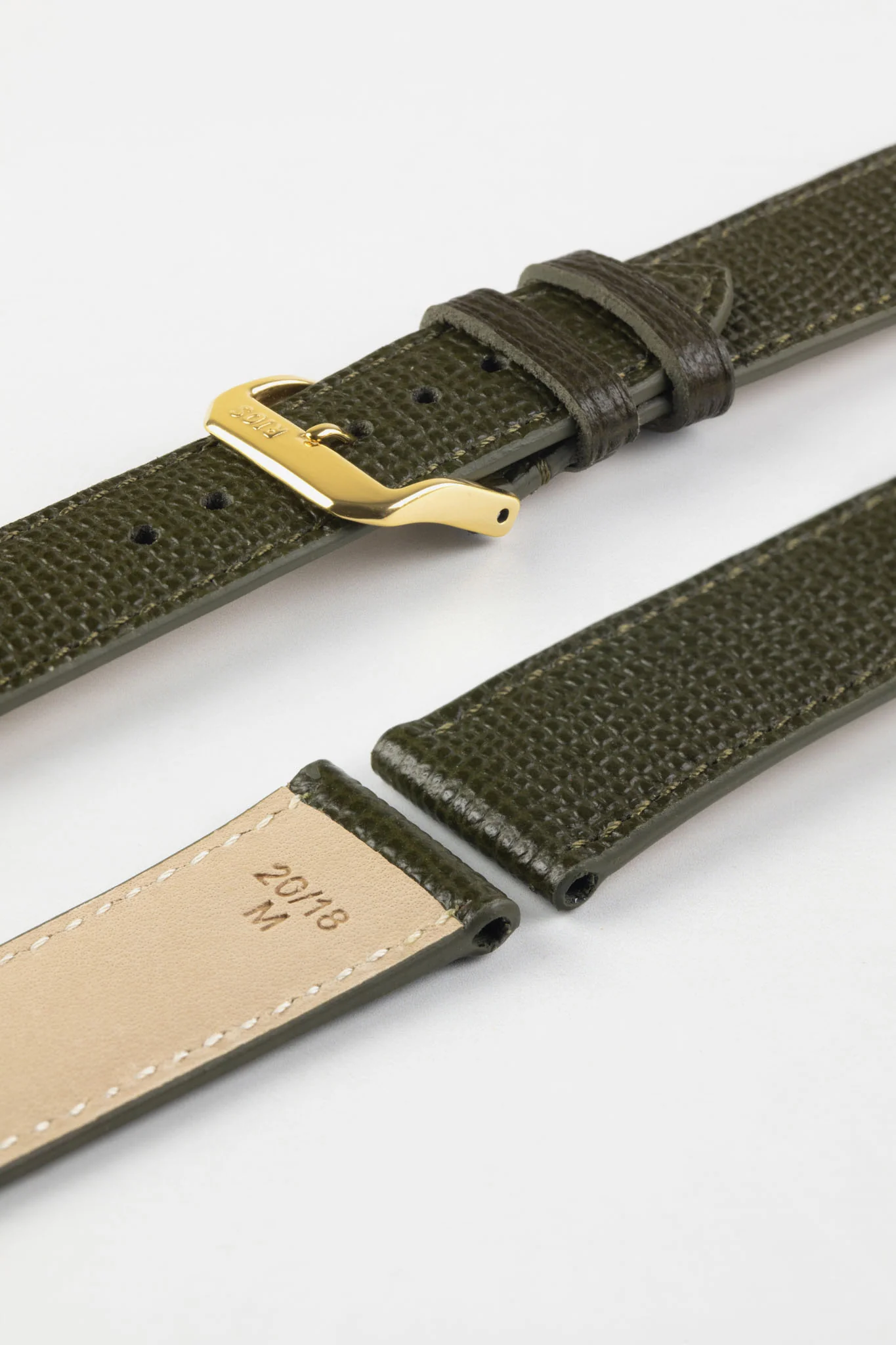 RIOS1931 FRENCH Leather Watch Strap in OLIVE DRAB - Image 8