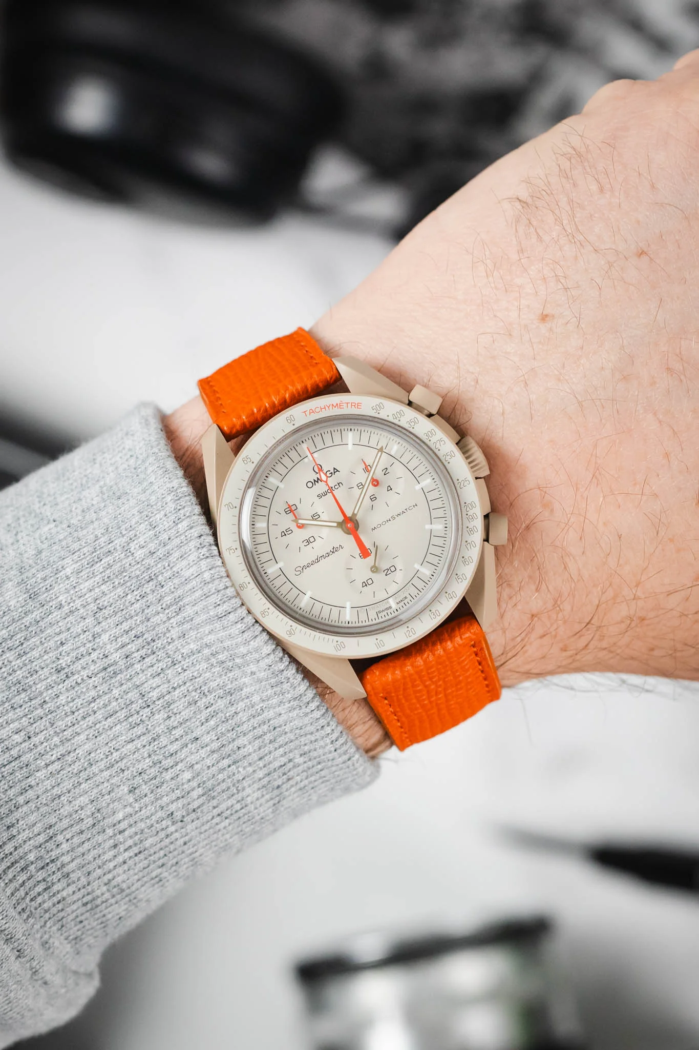 RIOS1931 FRENCH Leather Watch Strap in ORANGE - Image 2