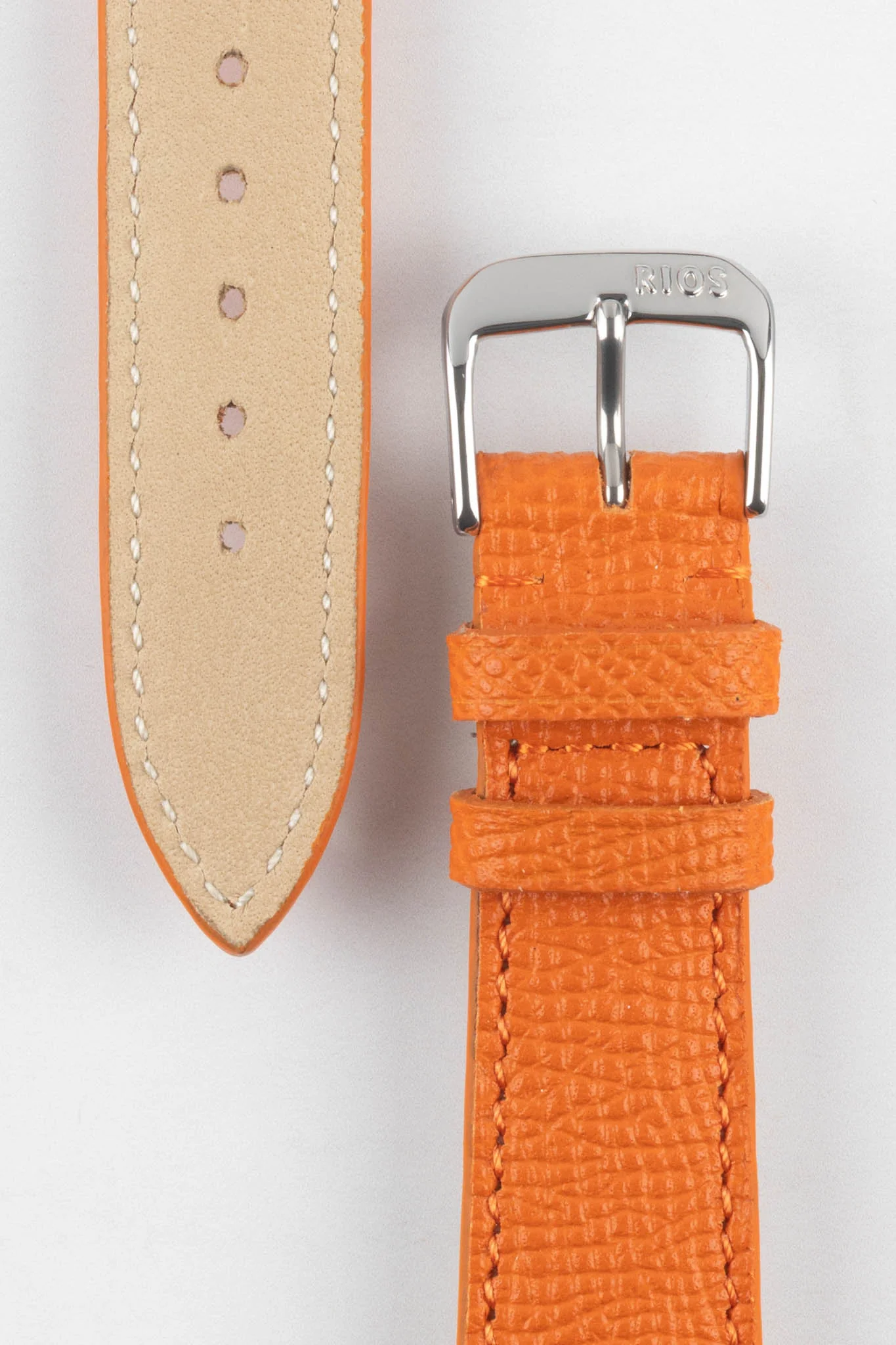RIOS1931 FRENCH Leather Watch Strap in ORANGE - Image 3