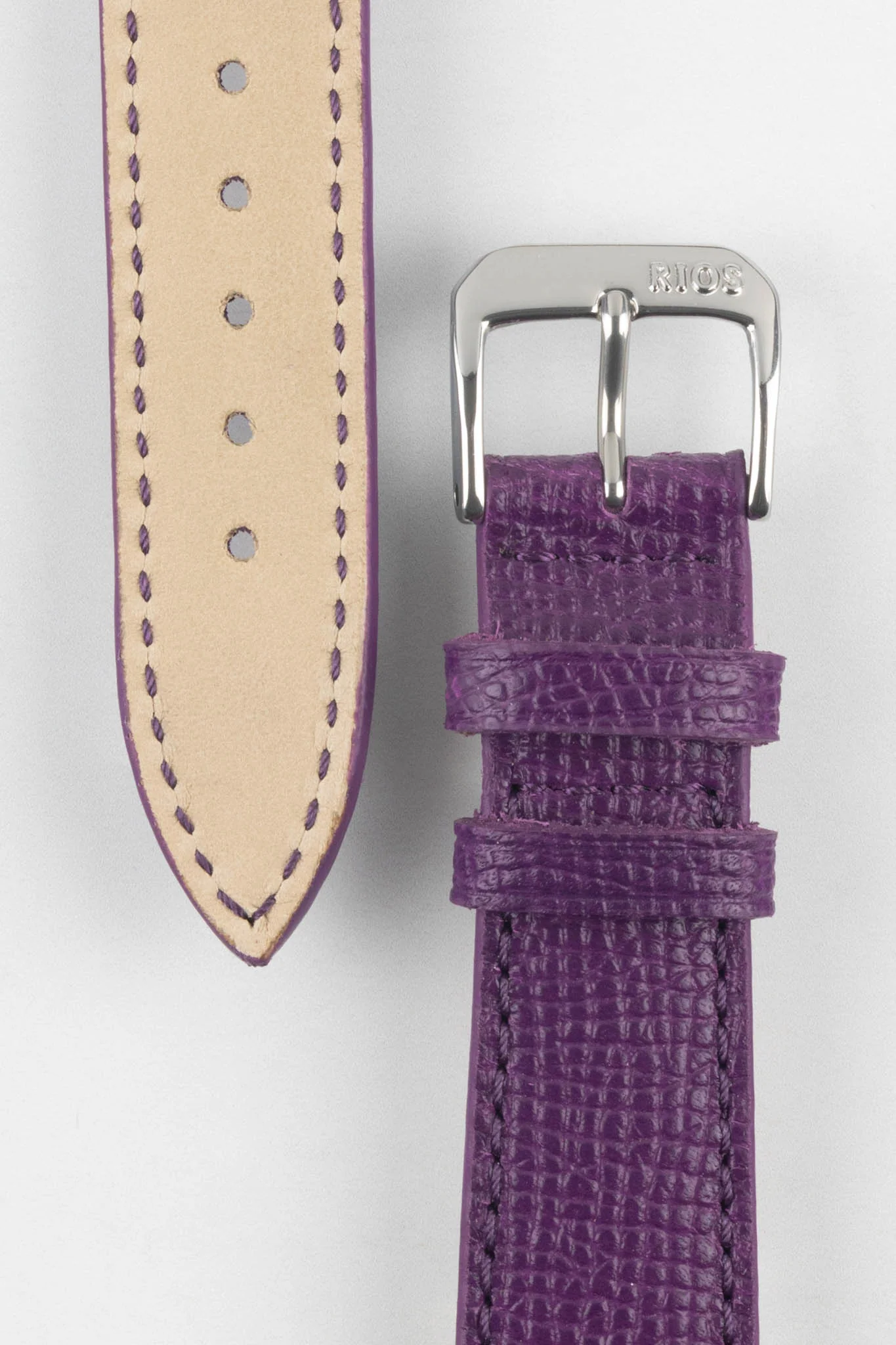RIOS1931 FRENCH Leather Watch Strap in PURPLE - Image 3