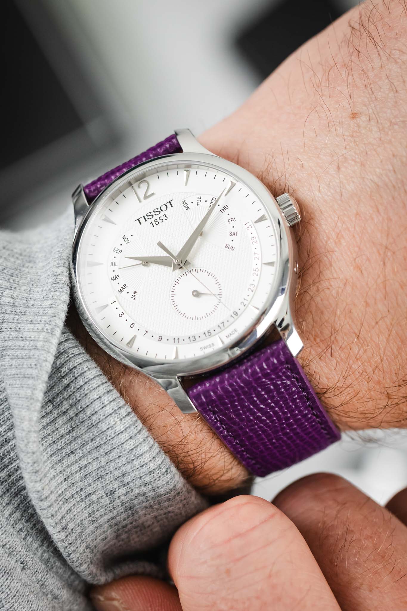 RIOS1931 FRENCH Leather Watch Strap in PURPLE - Image 6