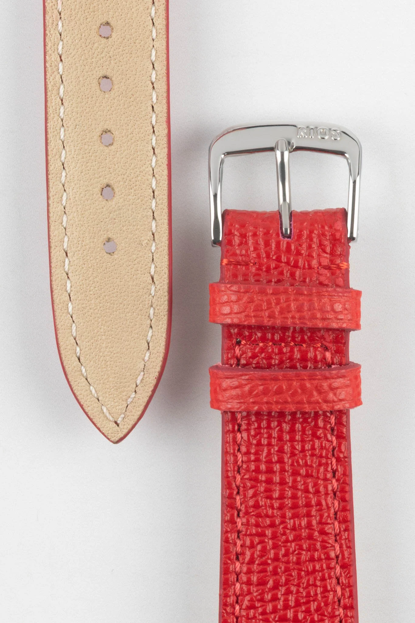 RIOS1931 FRENCH Leather Watch Strap in RED - Image 3