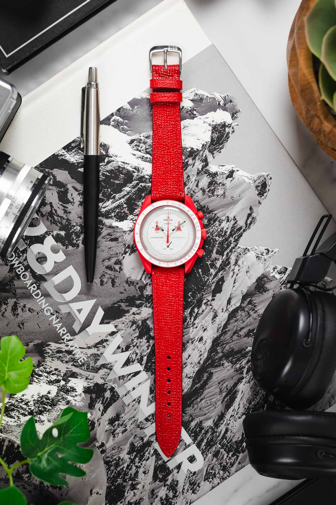 RIOS1931 FRENCH Leather Watch Strap in RED - Image 9