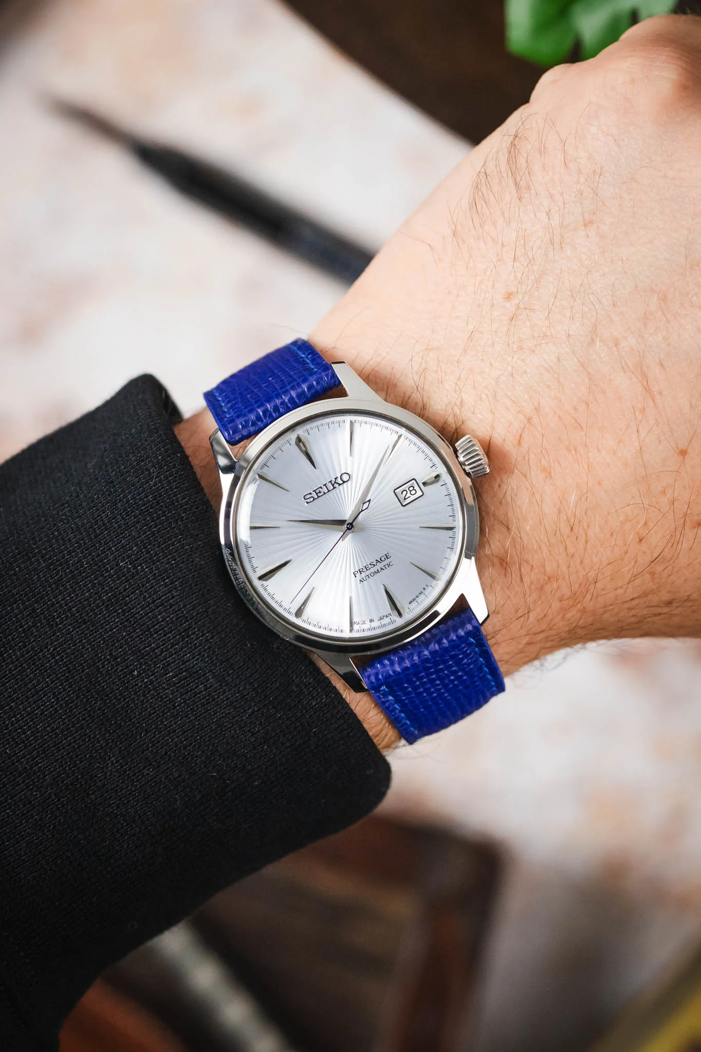 RIOS1931 FRENCH Leather Watch Strap in ROYAL BLUE - Image 2