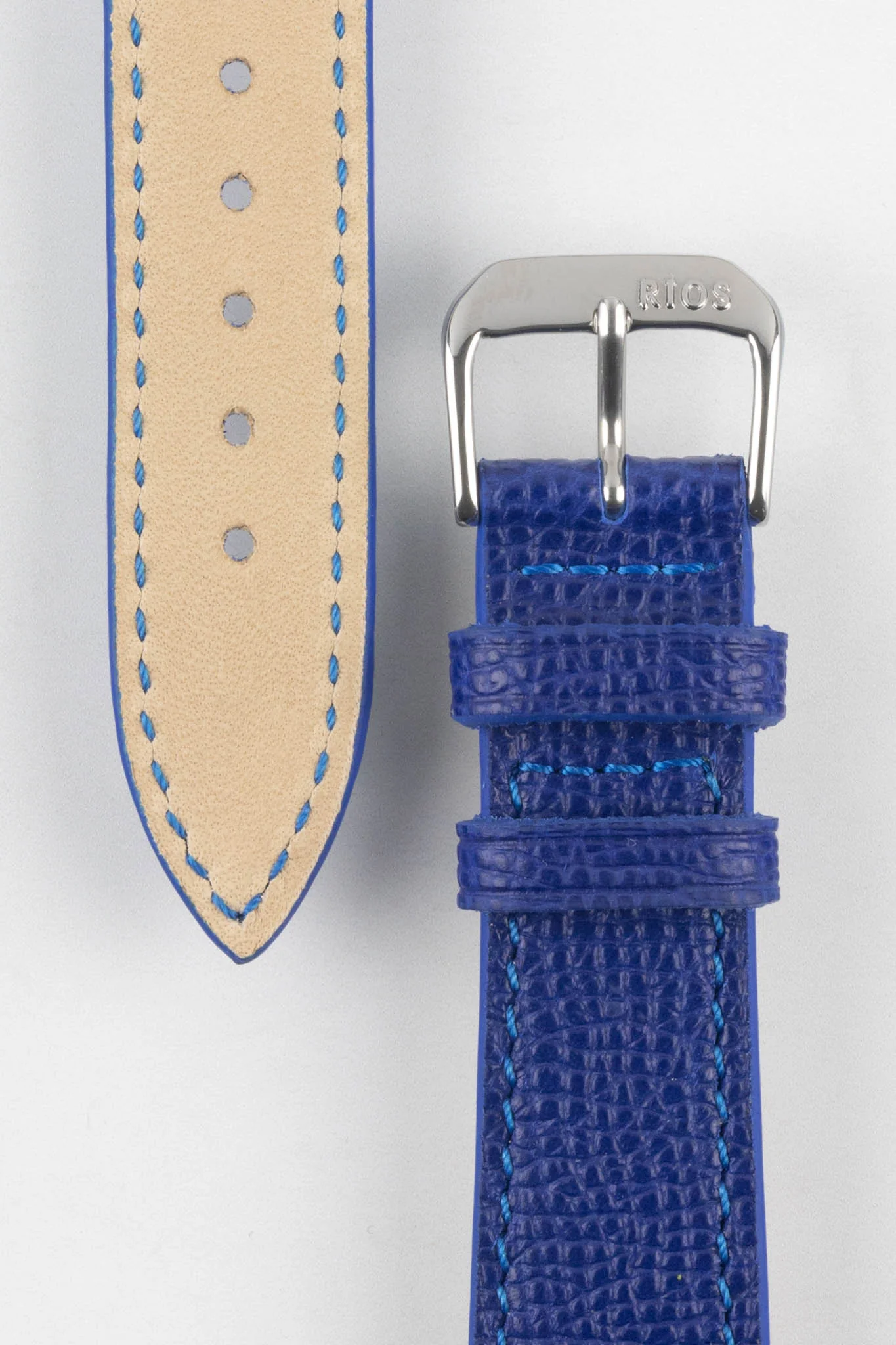RIOS1931 FRENCH Leather Watch Strap in ROYAL BLUE - Image 3