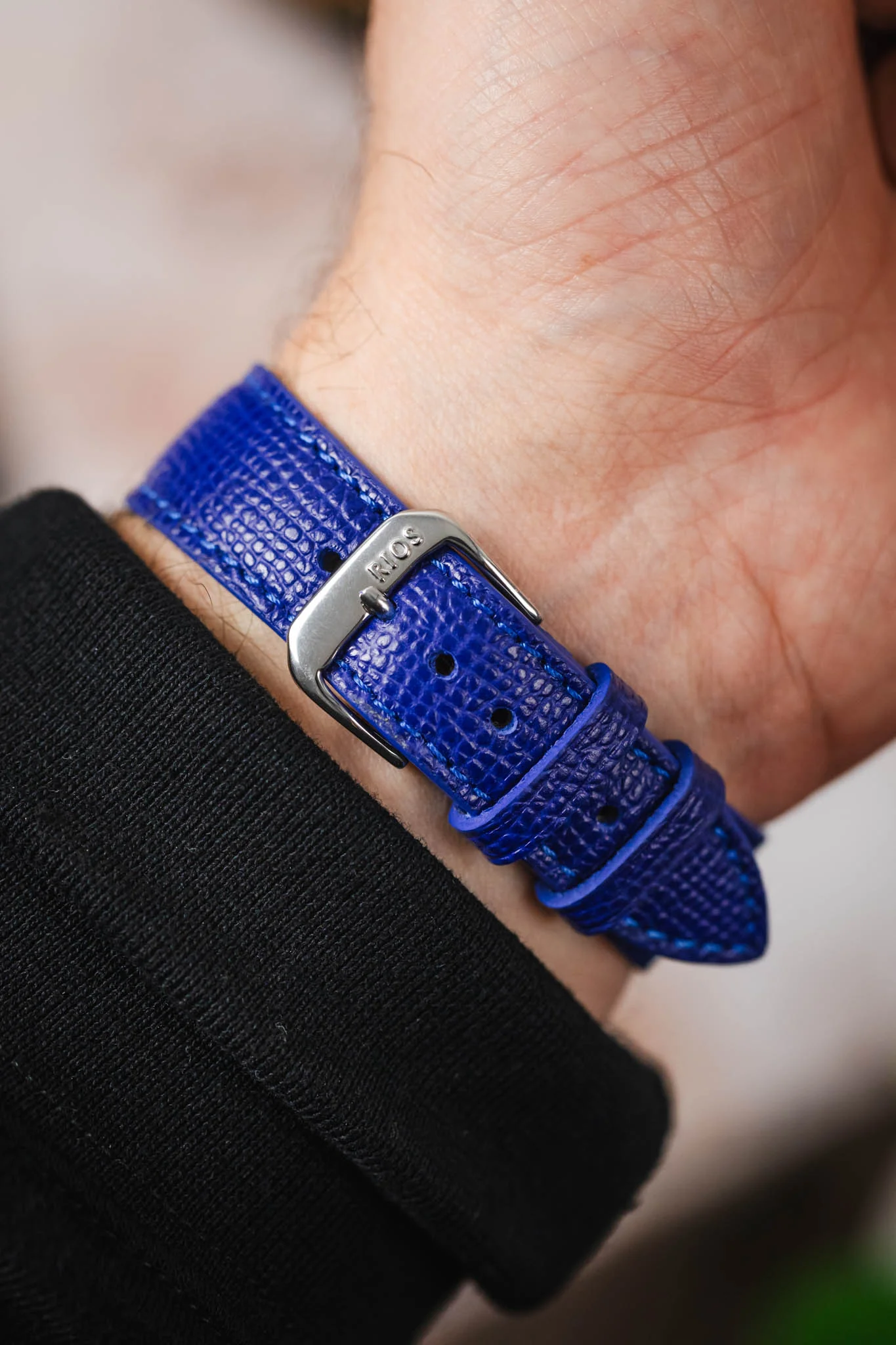 RIOS1931 FRENCH Leather Watch Strap in ROYAL BLUE - Image 6