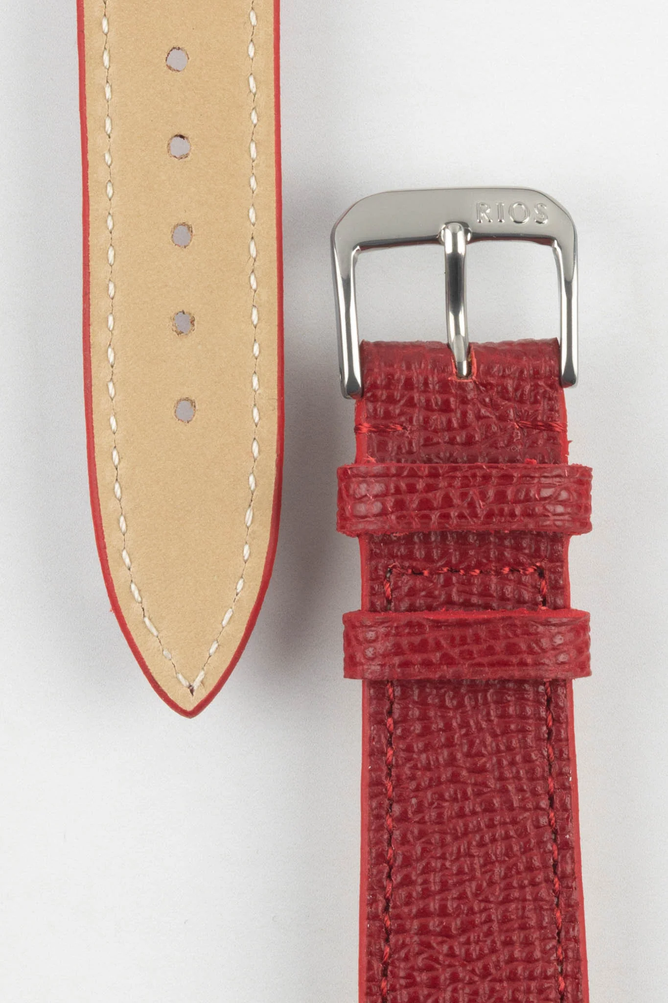 RIOS1931 FRENCH Leather Watch Strap in RUBY - Image 3