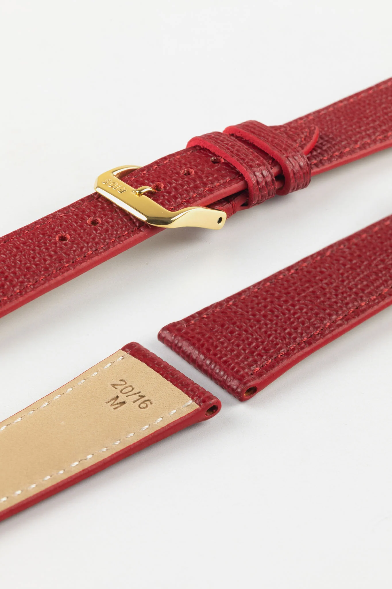 RIOS1931 FRENCH Leather Watch Strap in RUBY - Image 7