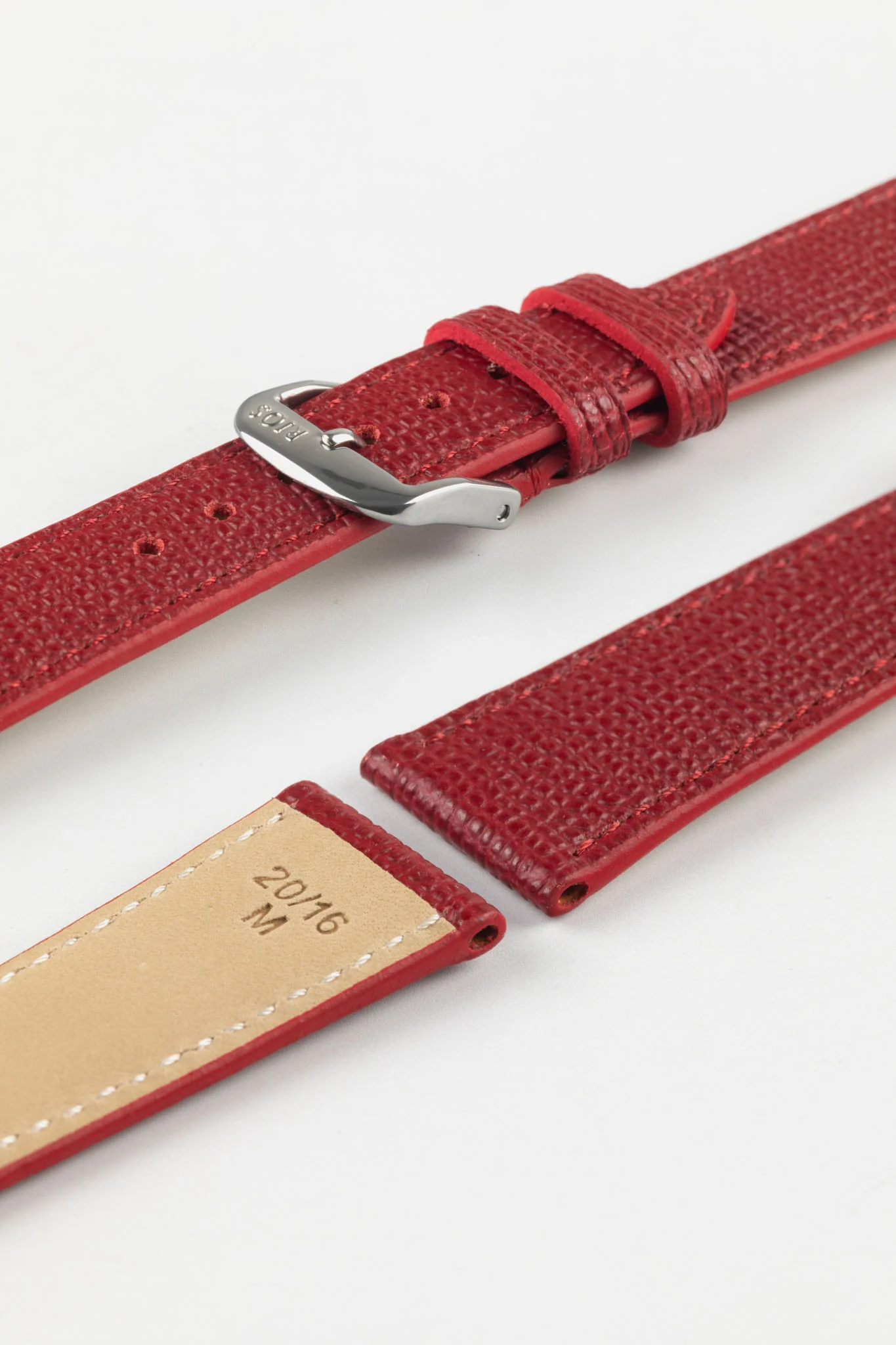 RIOS1931 FRENCH Leather Watch Strap in RUBY - Image 8