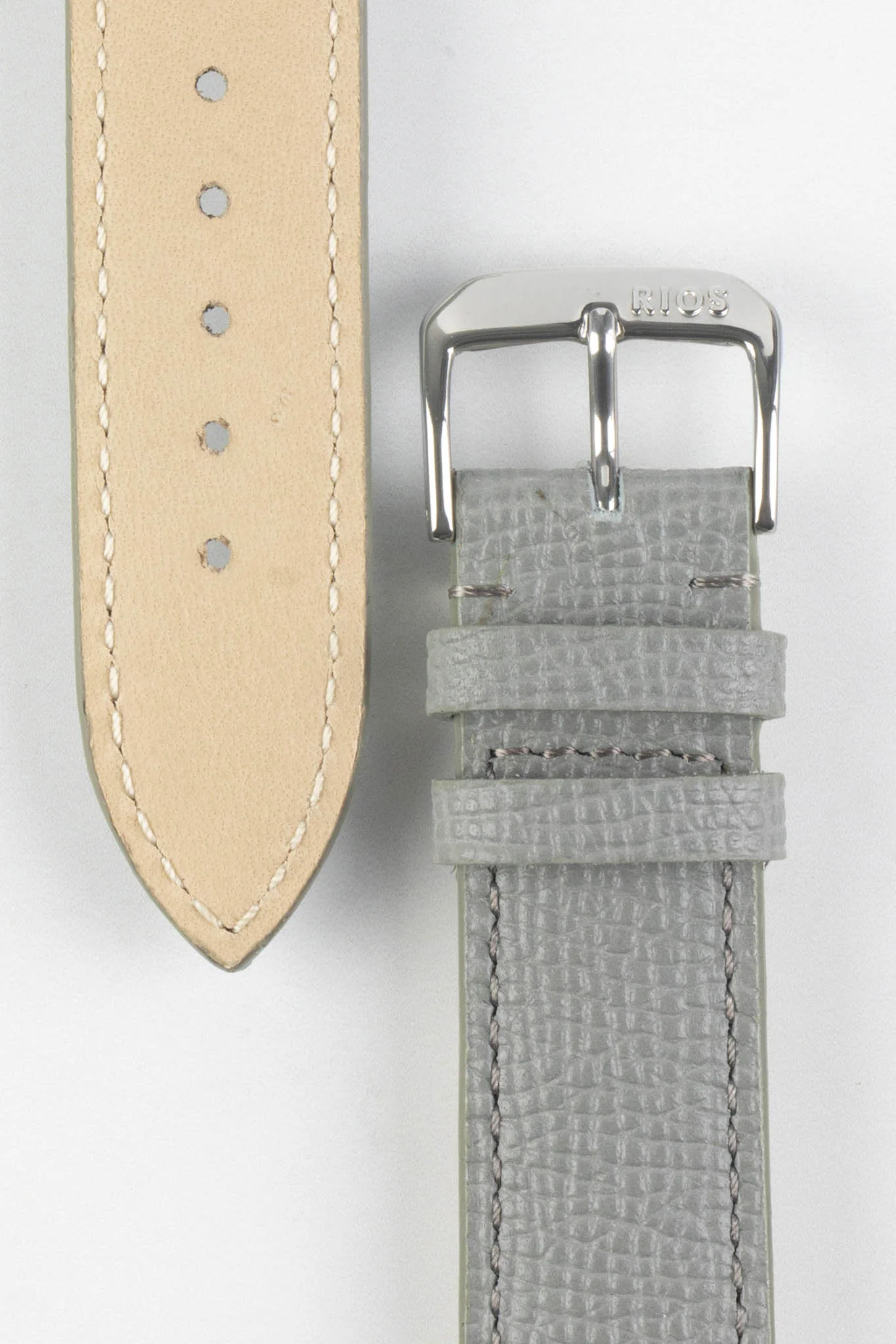 RIOS1931 FRENCH Leather Watch Strap in STONE GREY - Image 3