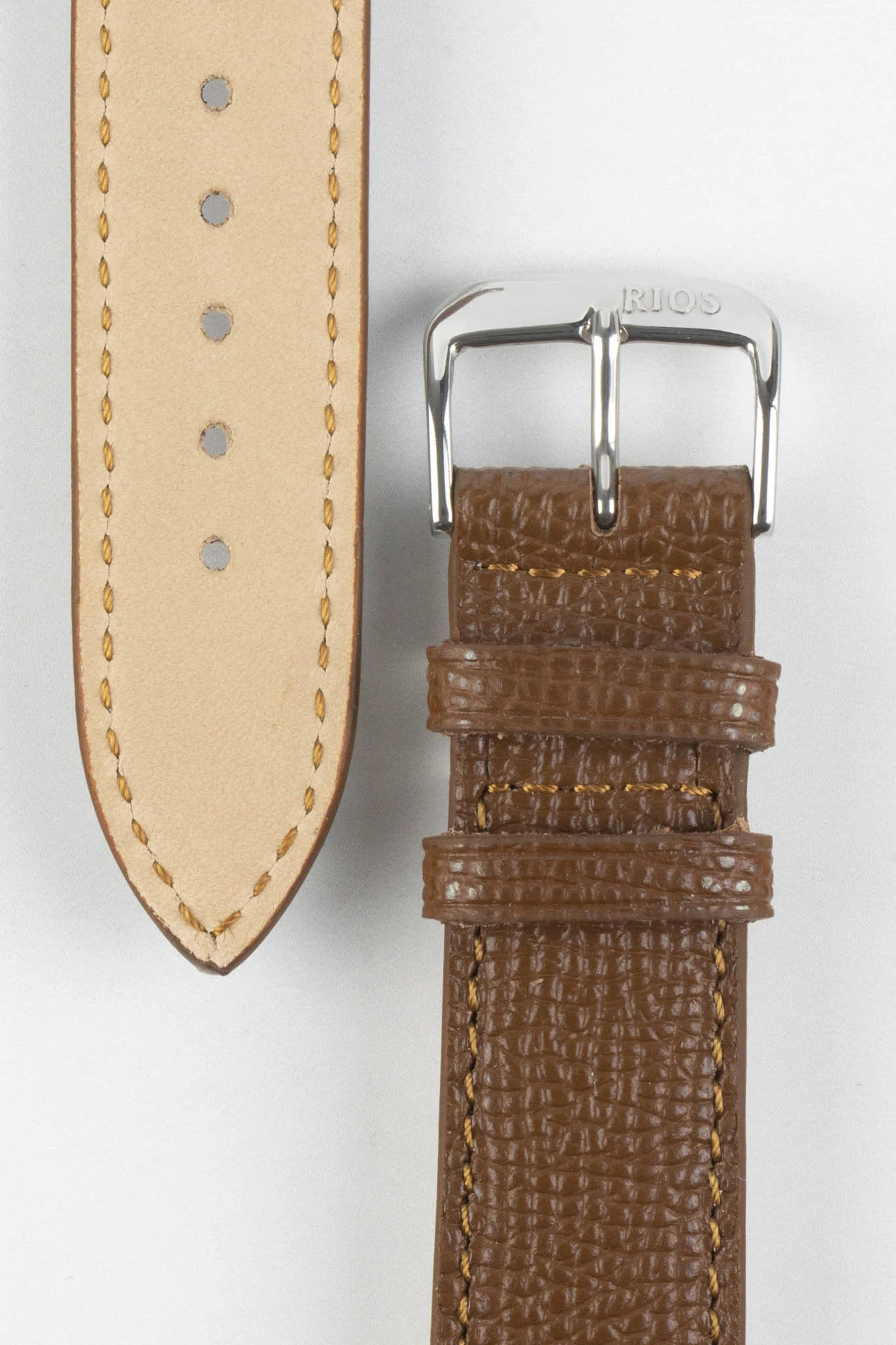 RIOS1931 FRENCH Leather Watch Strap in TOBACCO - Image 3