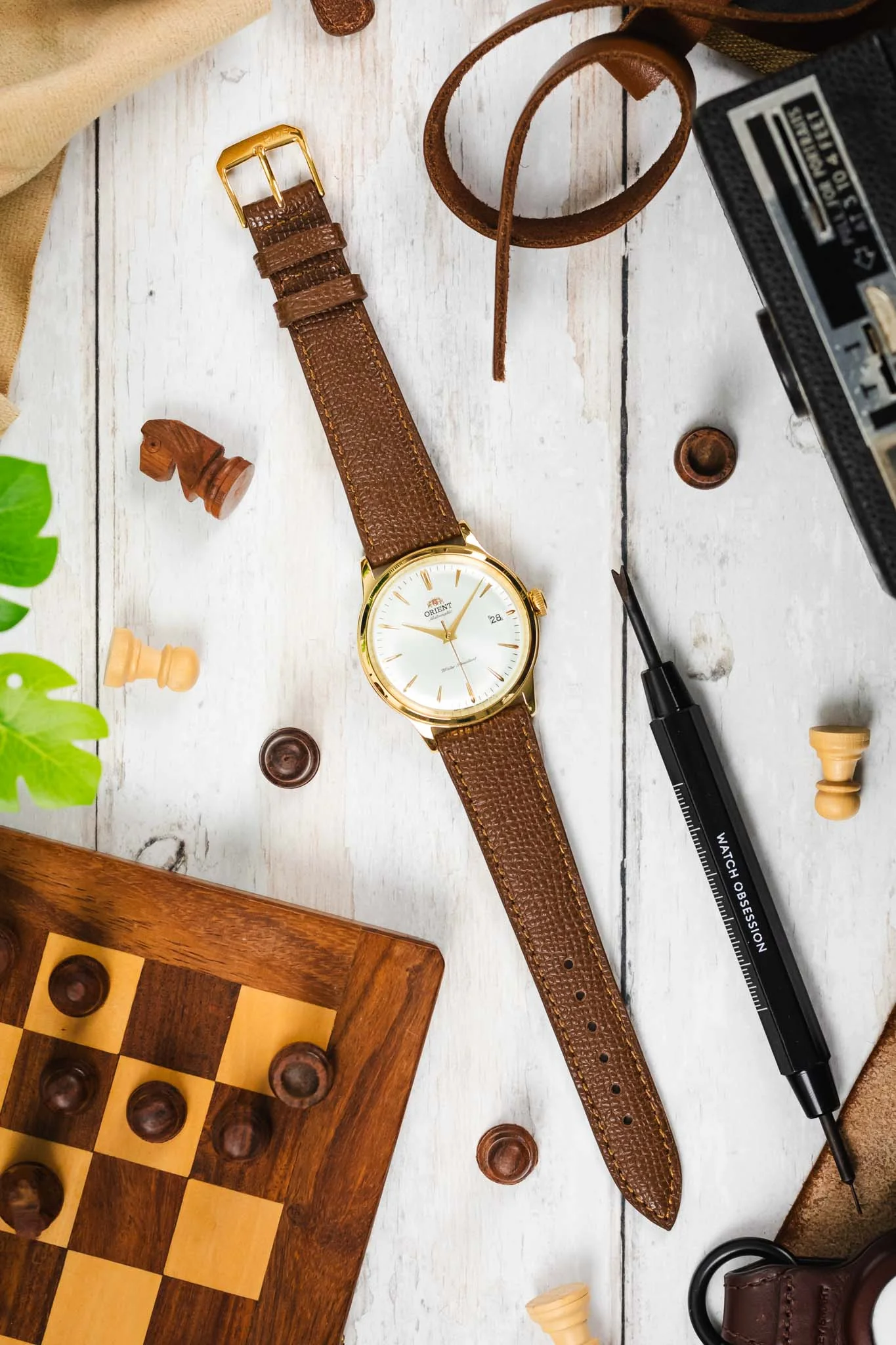 RIOS1931 FRENCH Leather Watch Strap in TOBACCO - Image 9