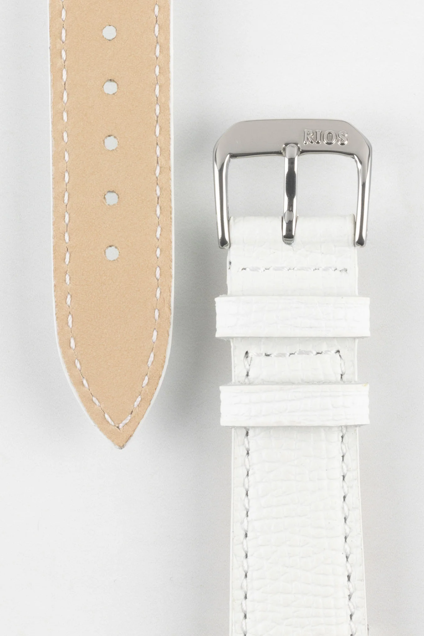 RIOS1931 FRENCH Leather Watch Strap in WHITE - Image 4