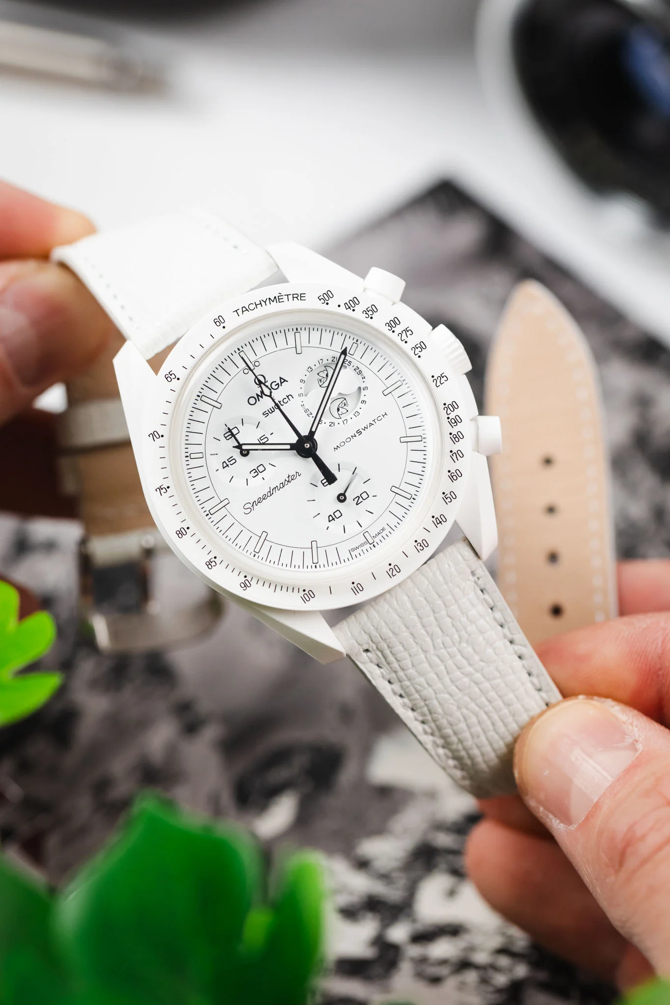 RIOS1931 FRENCH Leather Watch Strap in WHITE - Image 6
