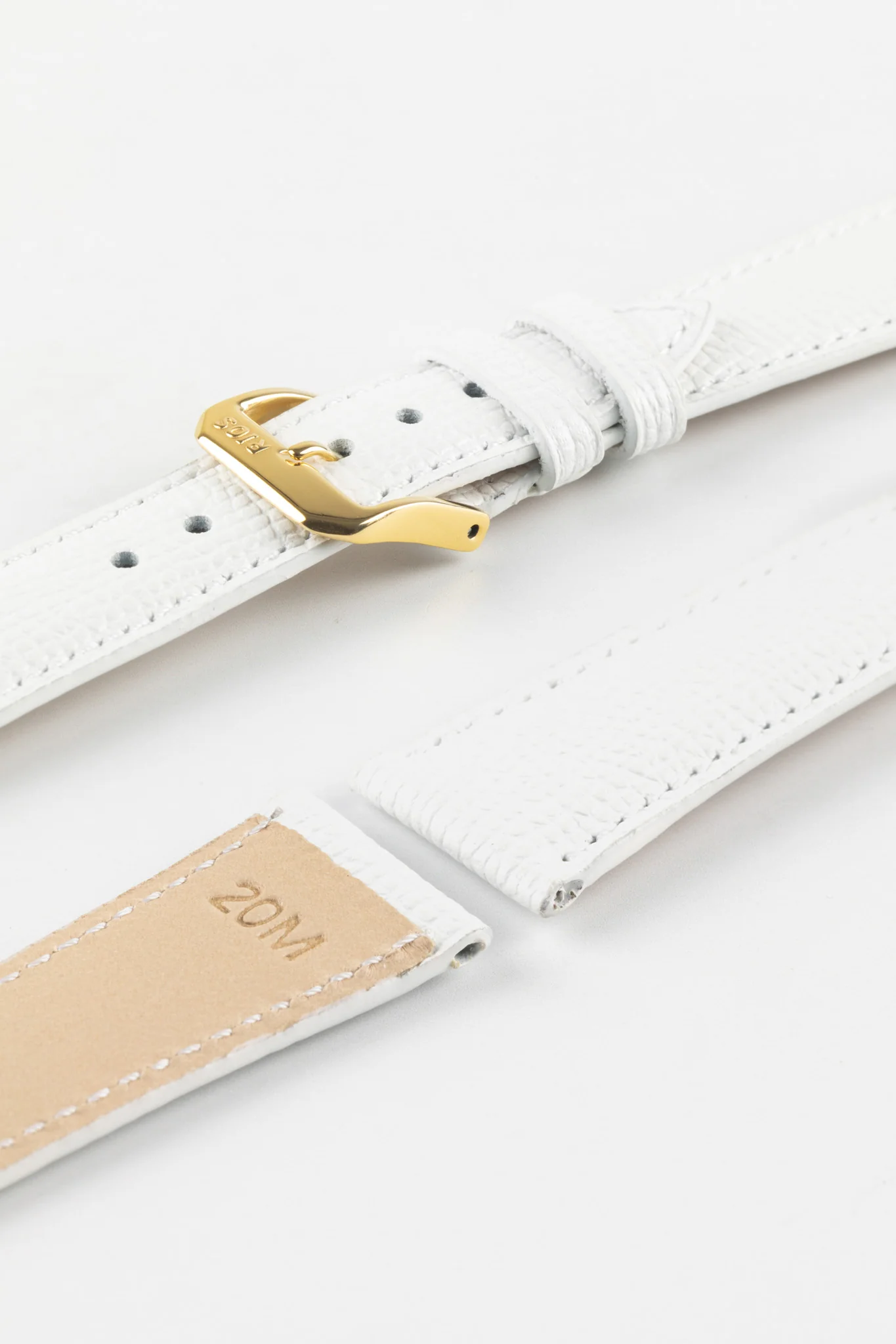 RIOS1931 FRENCH Leather Watch Strap in WHITE - Image 7
