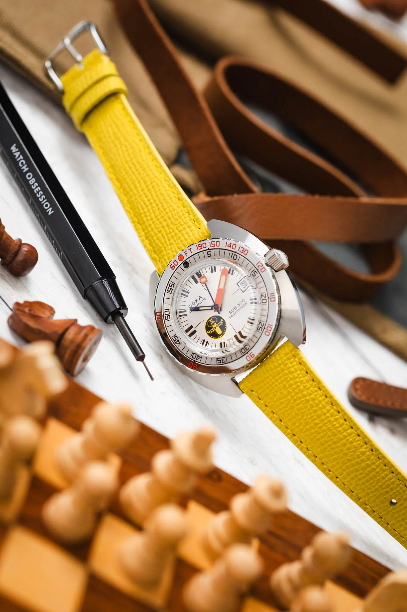 RIOS1931 FRENCH Leather Watch Strap in YELLOW - Image 6