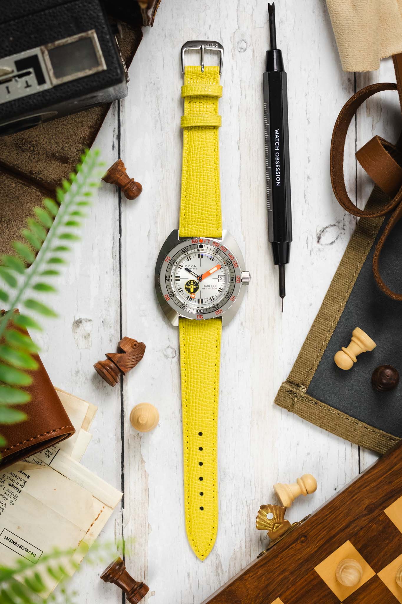RIOS1931 FRENCH Leather Watch Strap in YELLOW - Image 9