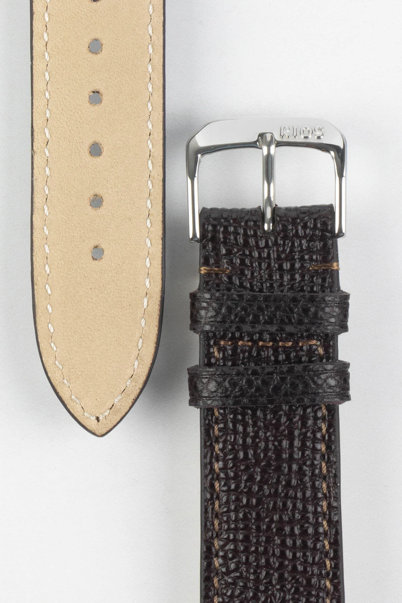 RIOS1931 FRENCH Leather Watch Strap in MOCHA - Image 3