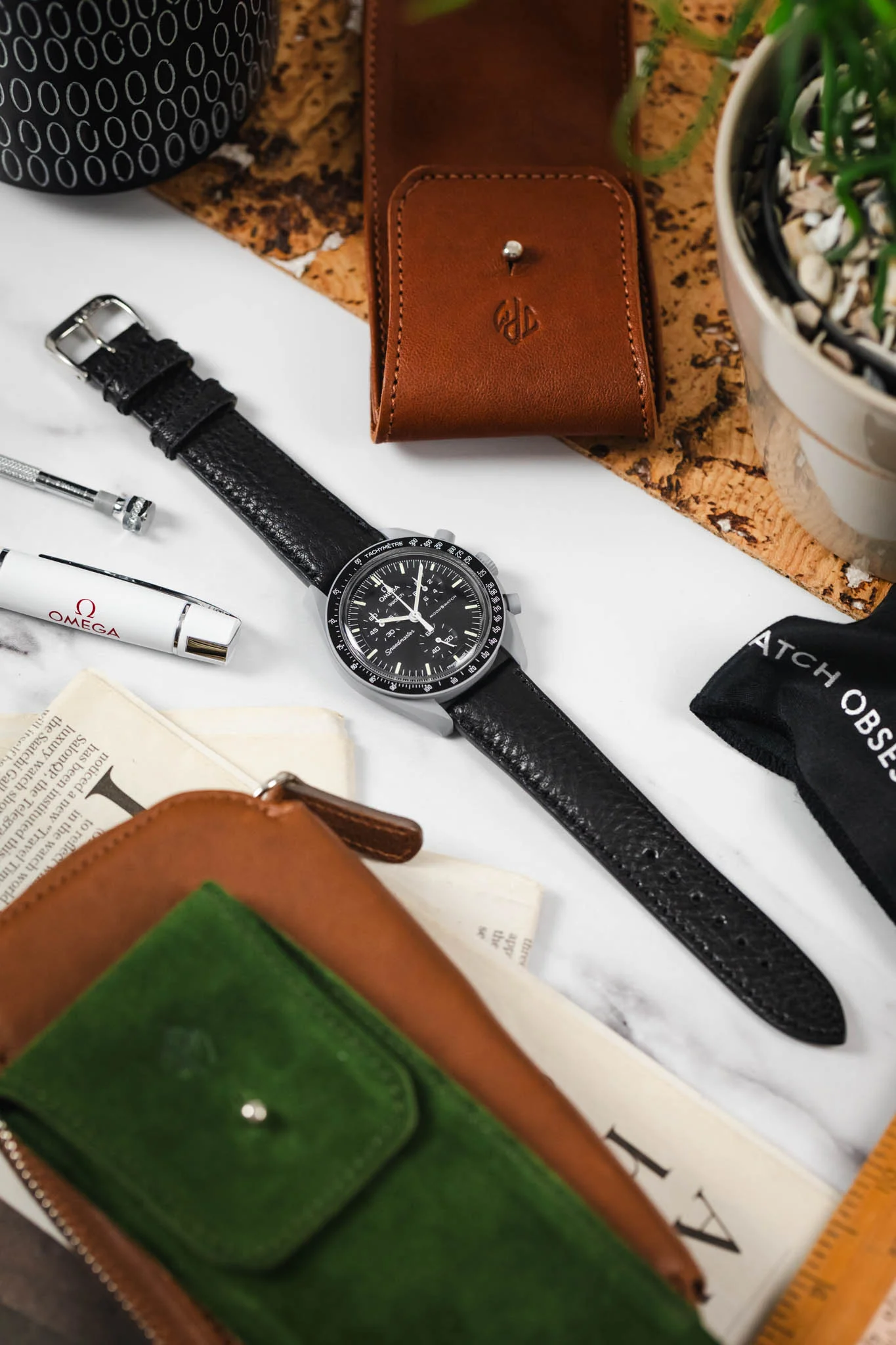 RIOS1931 GARMISCH Organic Leather Watch Strap in BLACK - Image 6