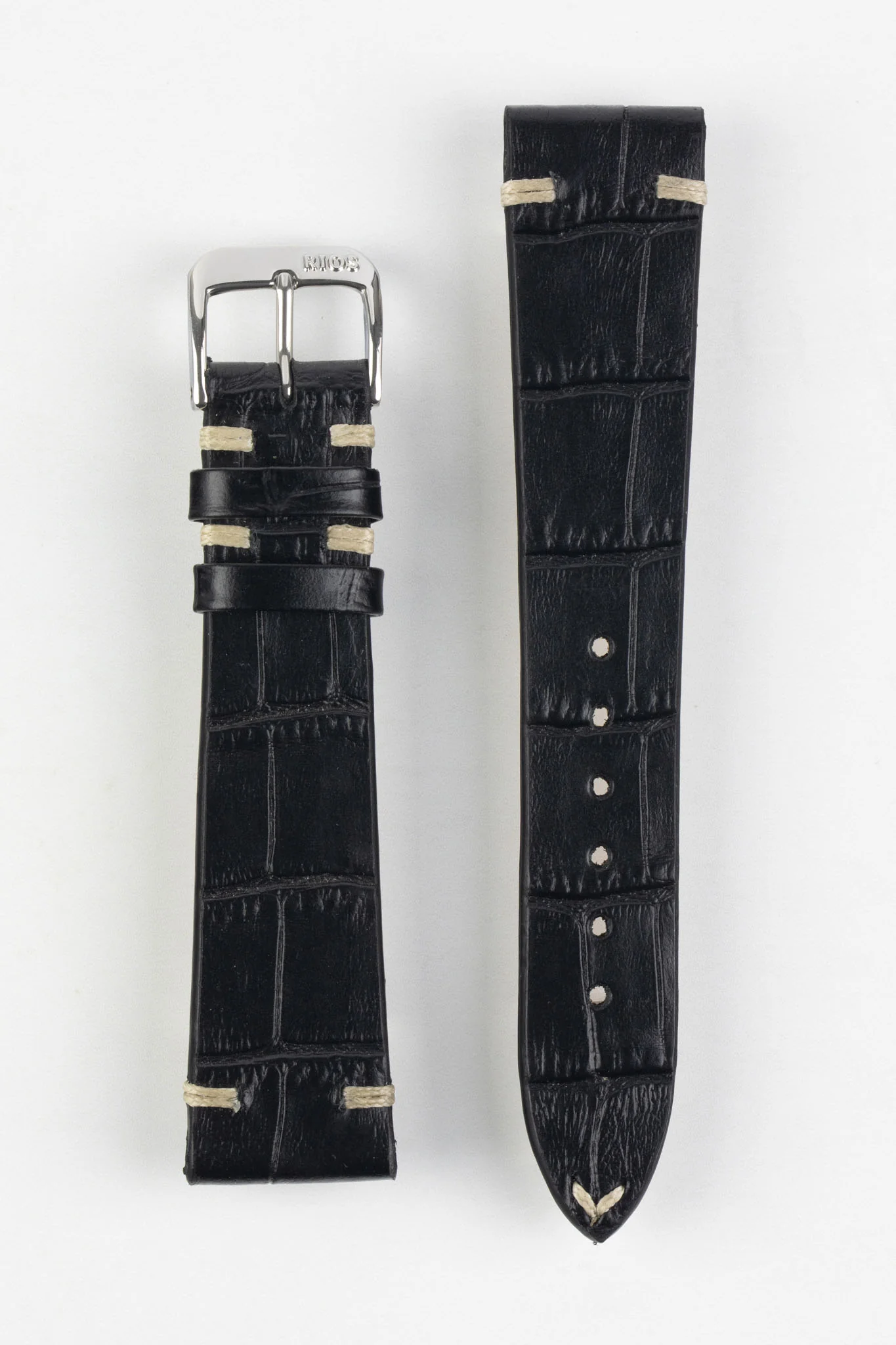 RIOS1931 HOLLYWOOD Alligator-Embossed Leather Watch Strap in BLACK - Image 10