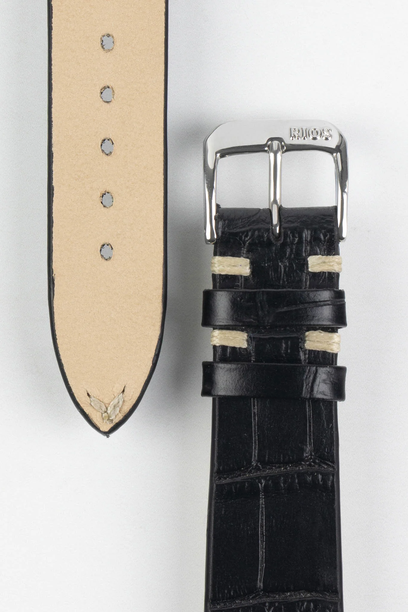 RIOS1931 HOLLYWOOD Alligator-Embossed Leather Watch Strap in BLACK - Image 3