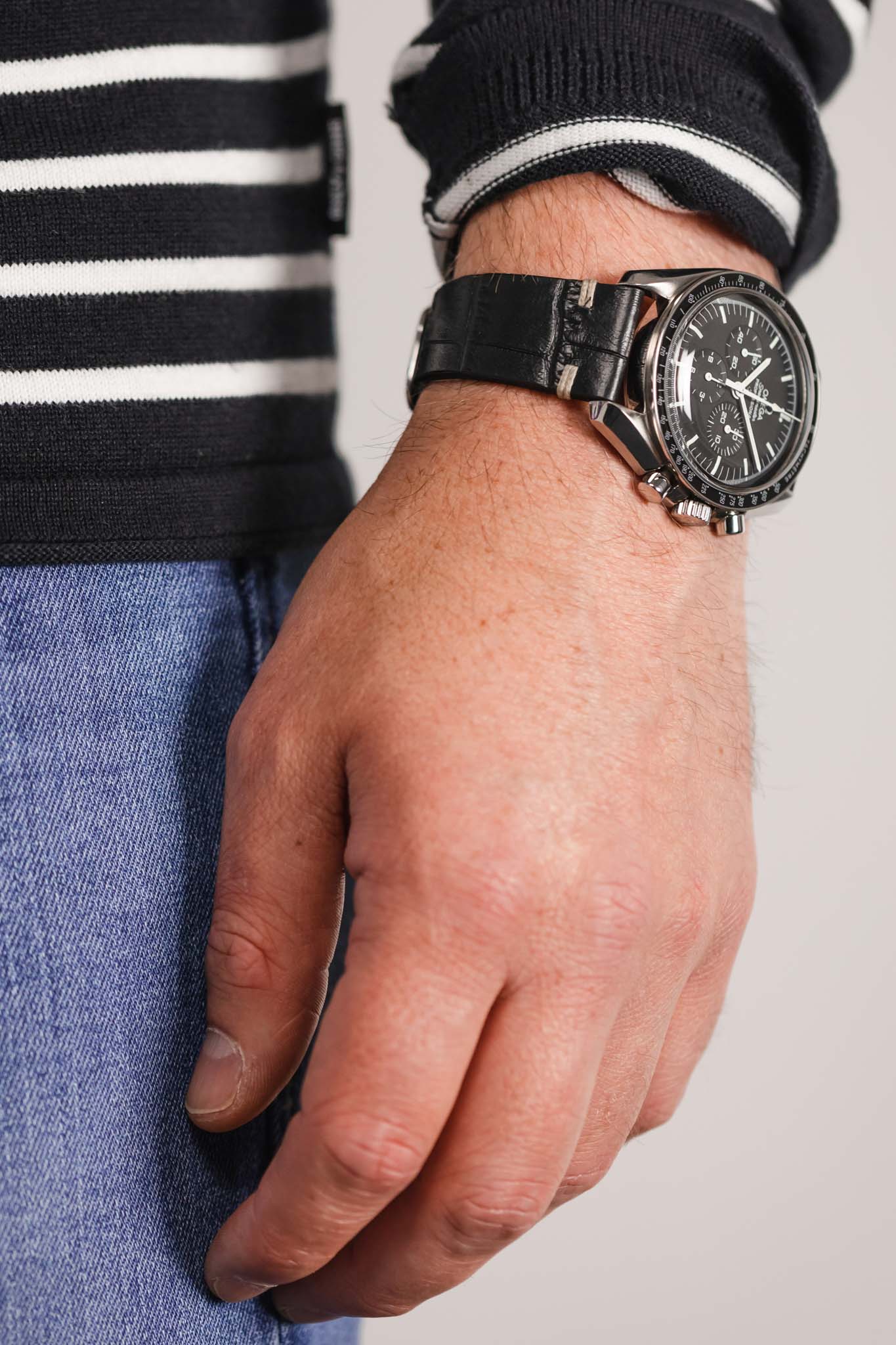 RIOS1931 HOLLYWOOD Alligator-Embossed Leather Watch Strap in BLACK - Image 6