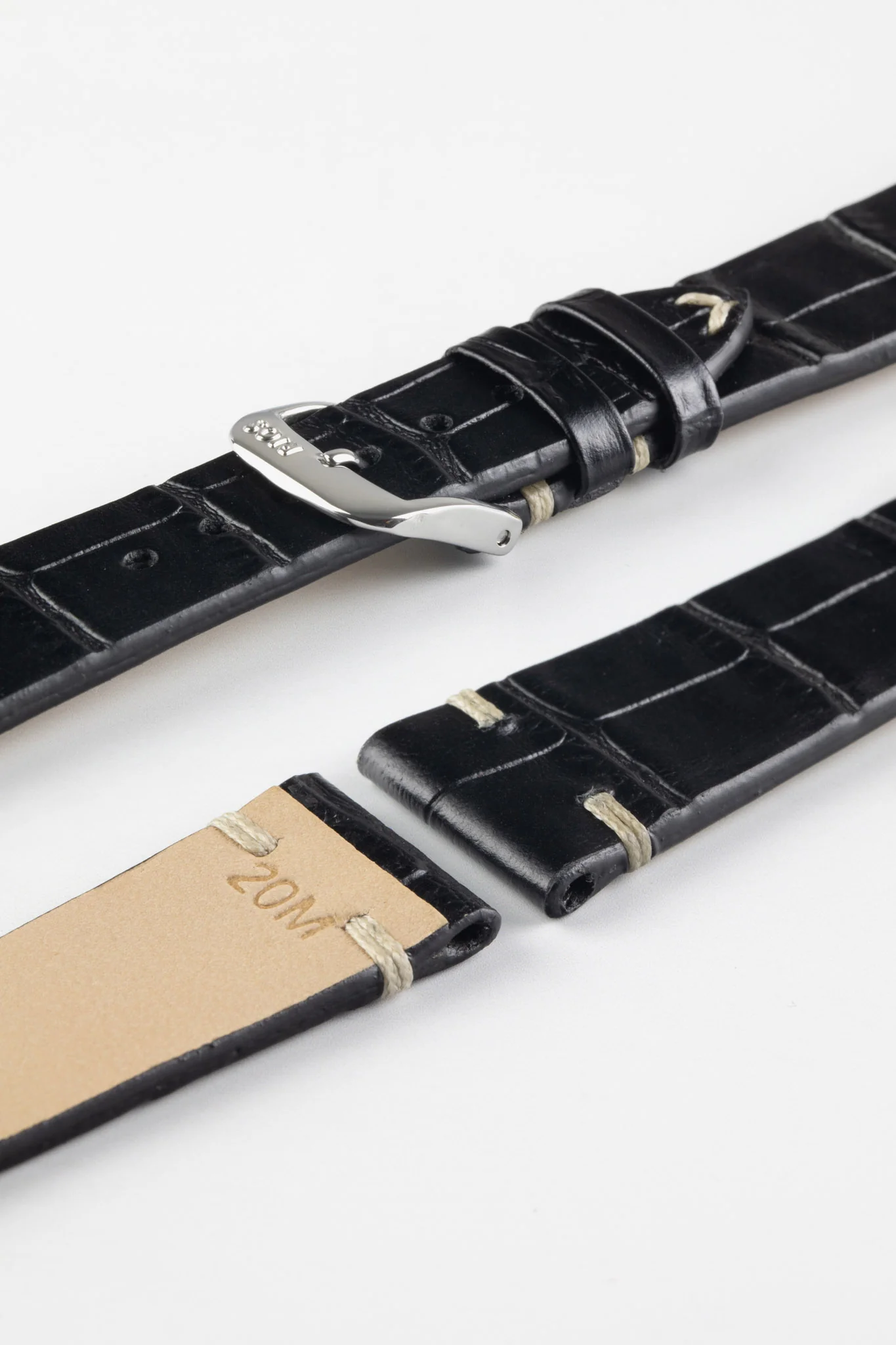 RIOS1931 HOLLYWOOD Alligator-Embossed Leather Watch Strap in BLACK - Image 7