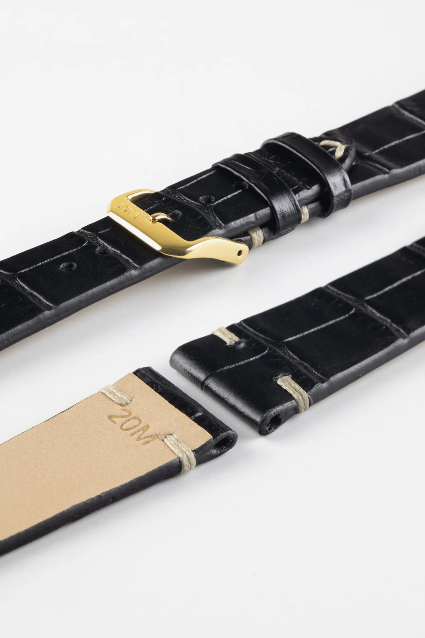 RIOS1931 HOLLYWOOD Alligator-Embossed Leather Watch Strap in BLACK - Image 8