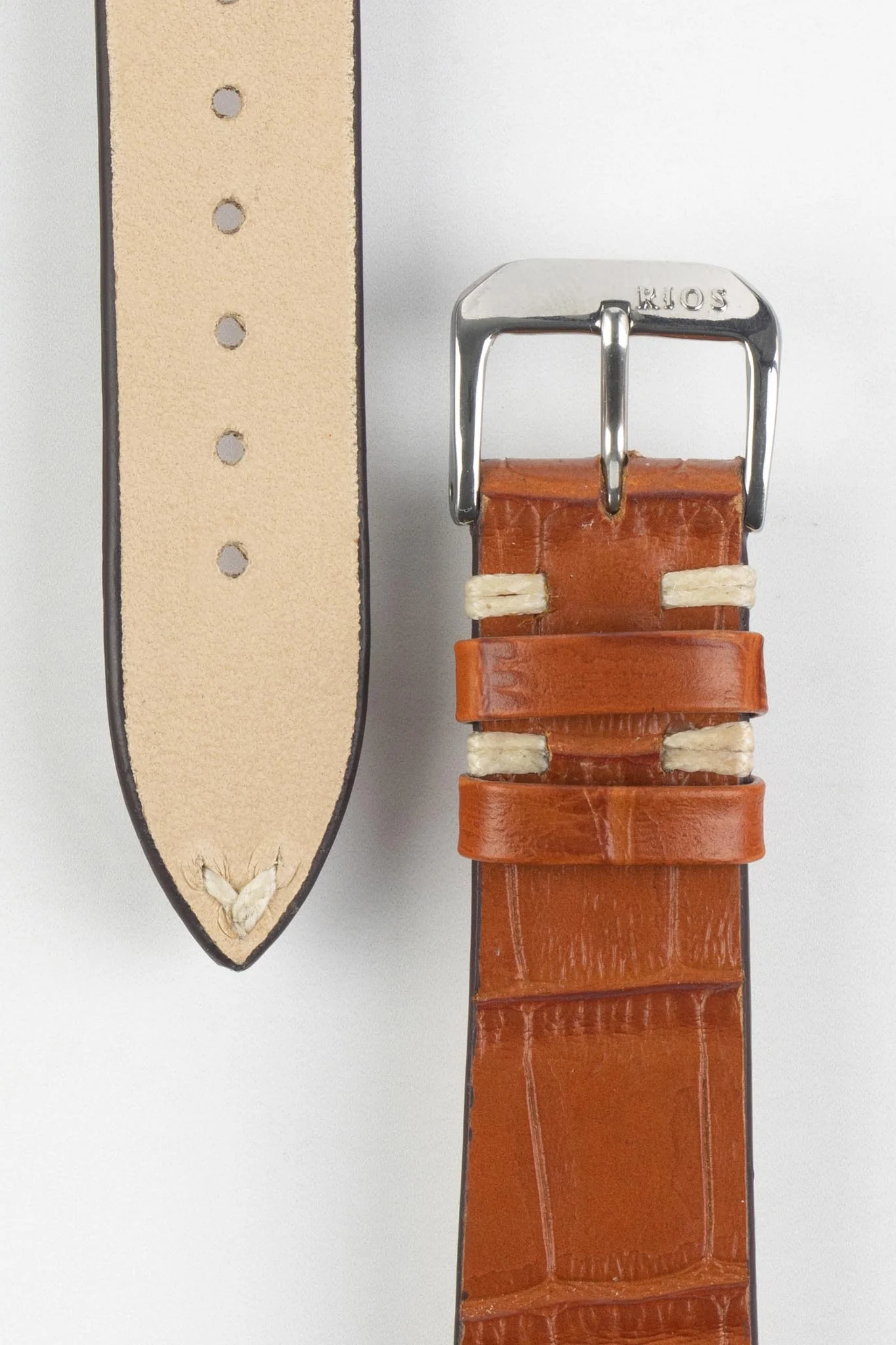 RIOS1931 HOLLYWOOD Alligator-Embossed Leather Watch Strap in COGNAC - Image 3
