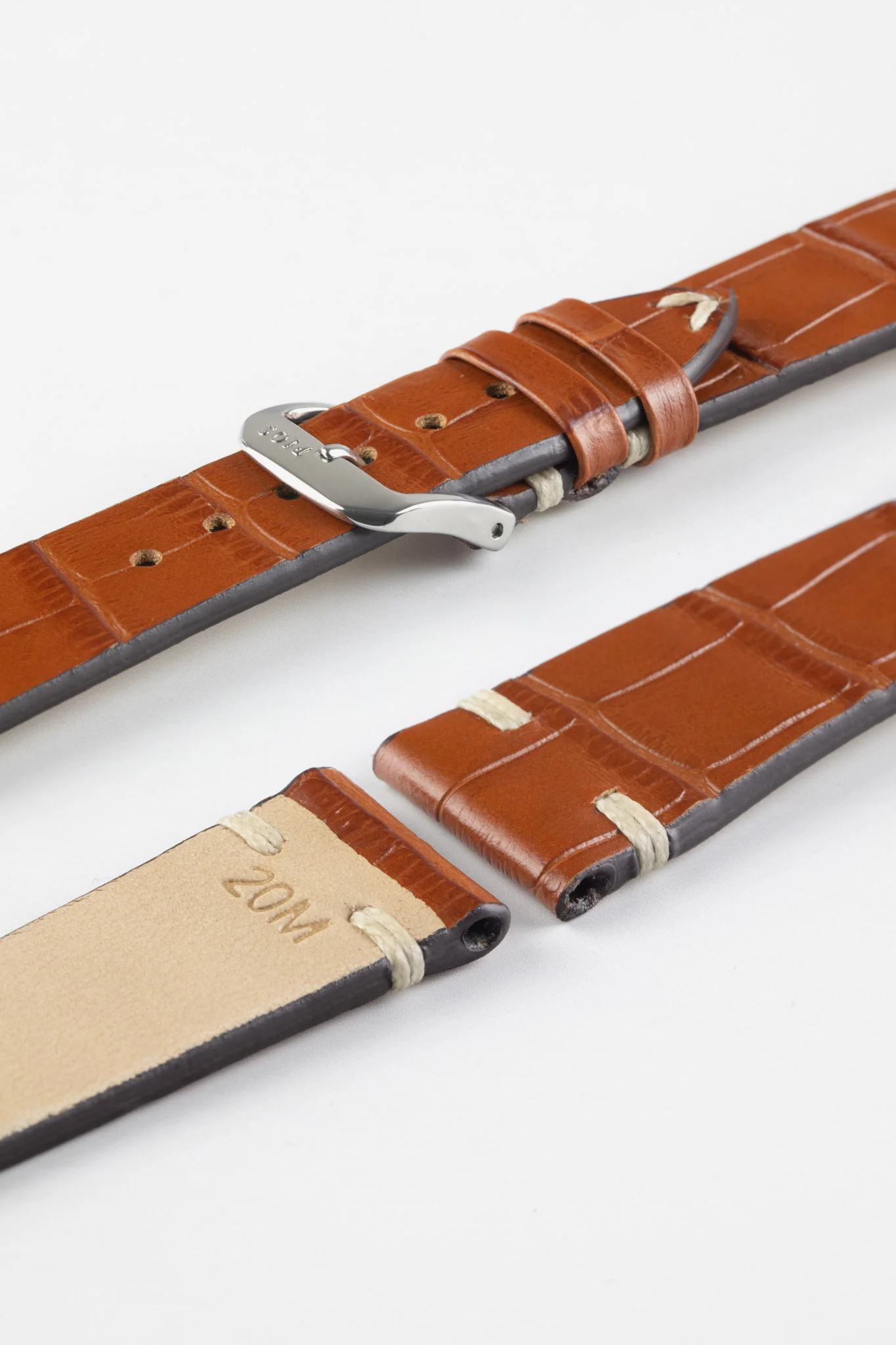 RIOS1931 HOLLYWOOD Alligator-Embossed Leather Watch Strap in COGNAC - Image 7