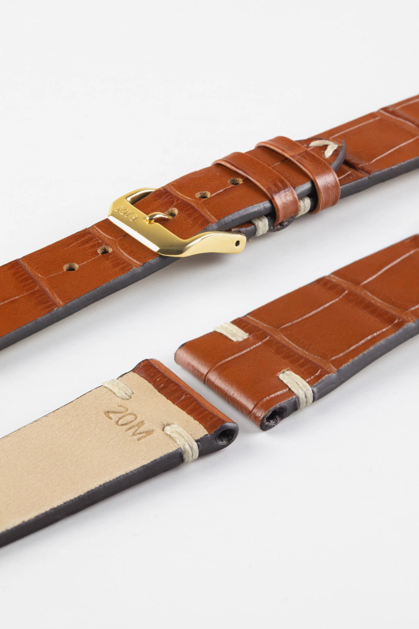 RIOS1931 HOLLYWOOD Alligator-Embossed Leather Watch Strap in COGNAC - Image 8