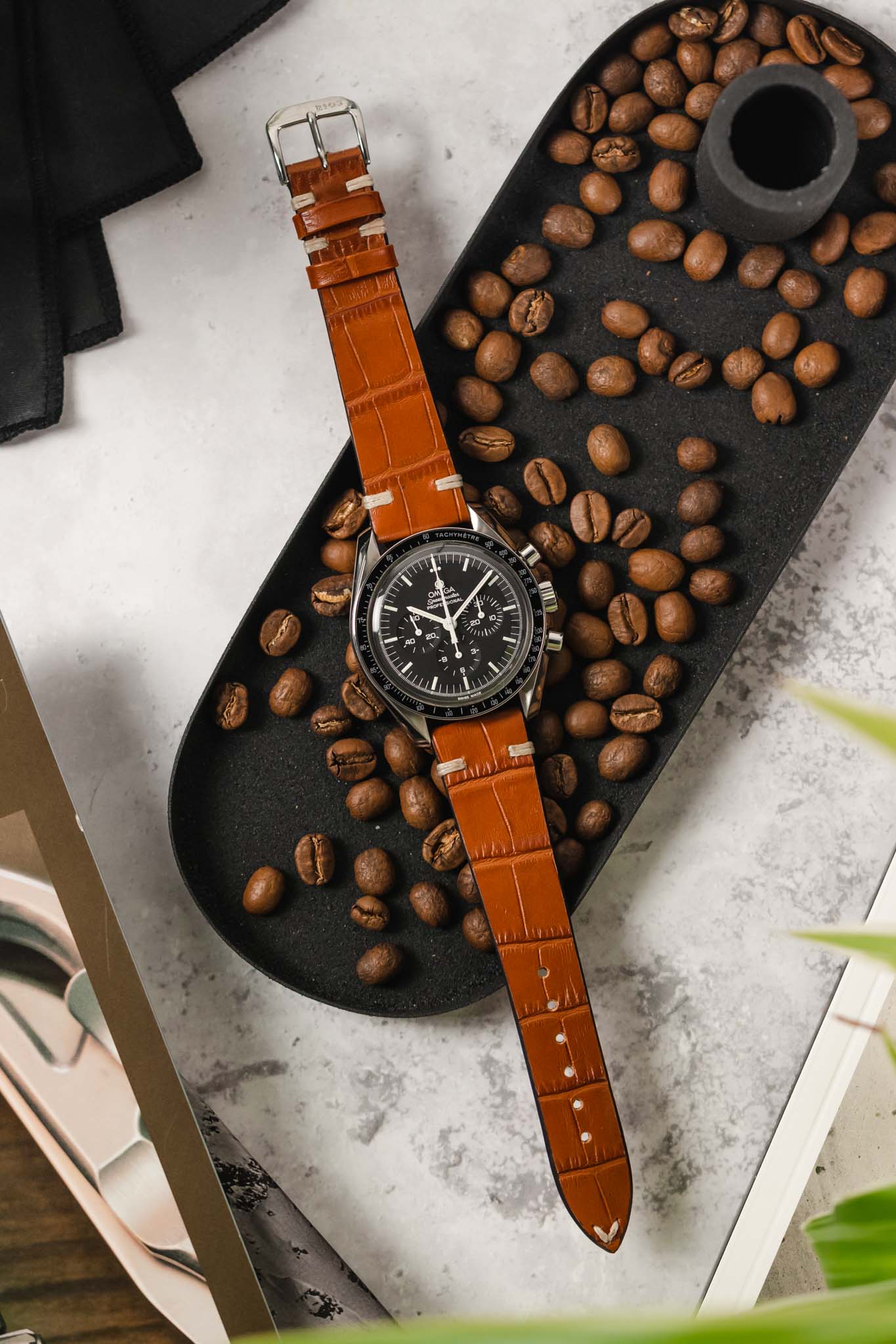 RIOS1931 HOLLYWOOD Alligator-Embossed Leather Watch Strap in COGNAC - Image 9