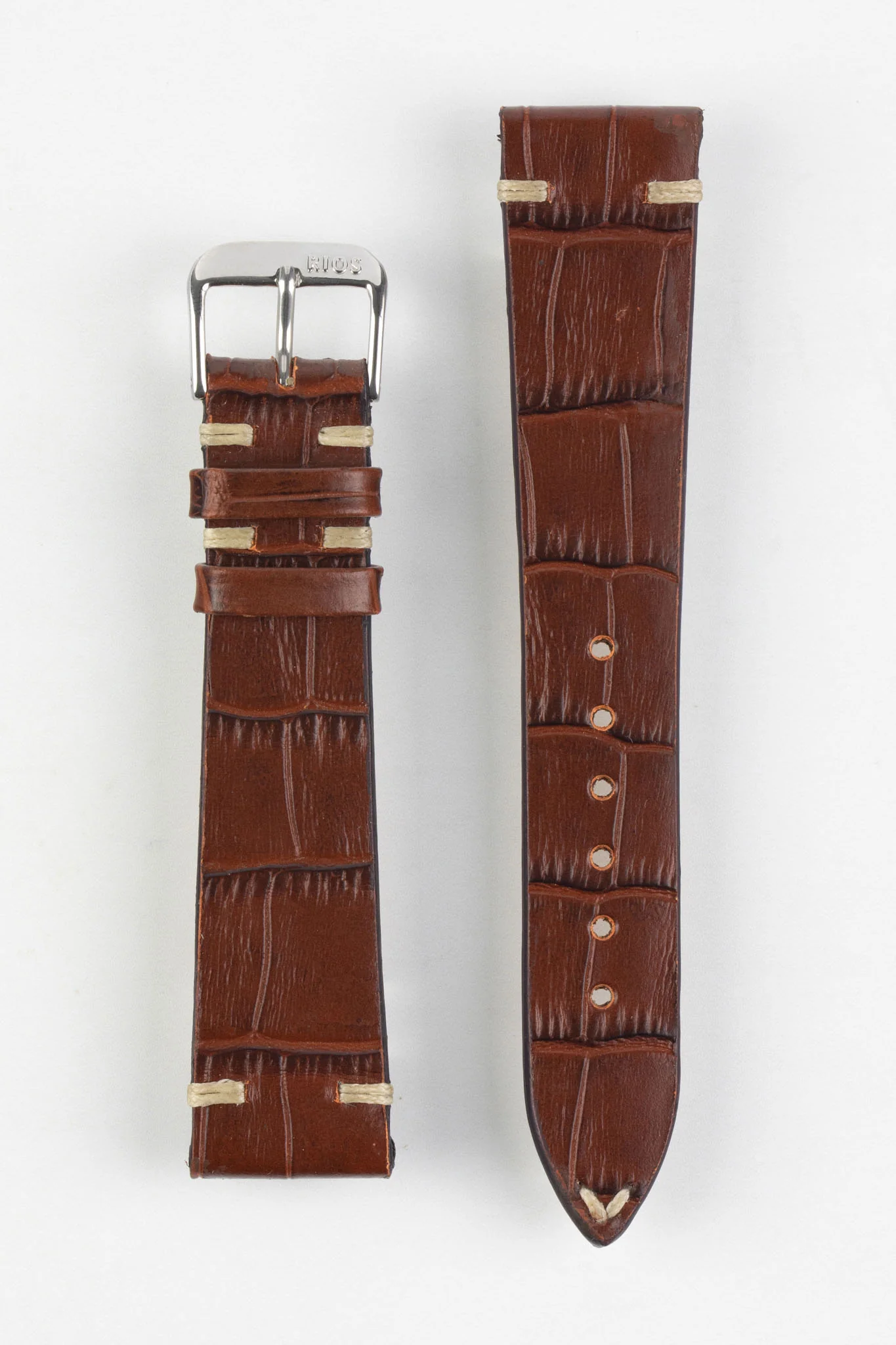 RIOS1931 HOLLYWOOD Alligator-Embossed Leather Watch Strap in MAHOGANY - Image 10