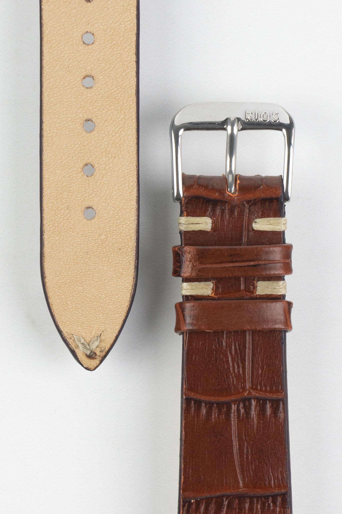 RIOS1931 HOLLYWOOD Alligator-Embossed Leather Watch Strap in MAHOGANY - Image 3