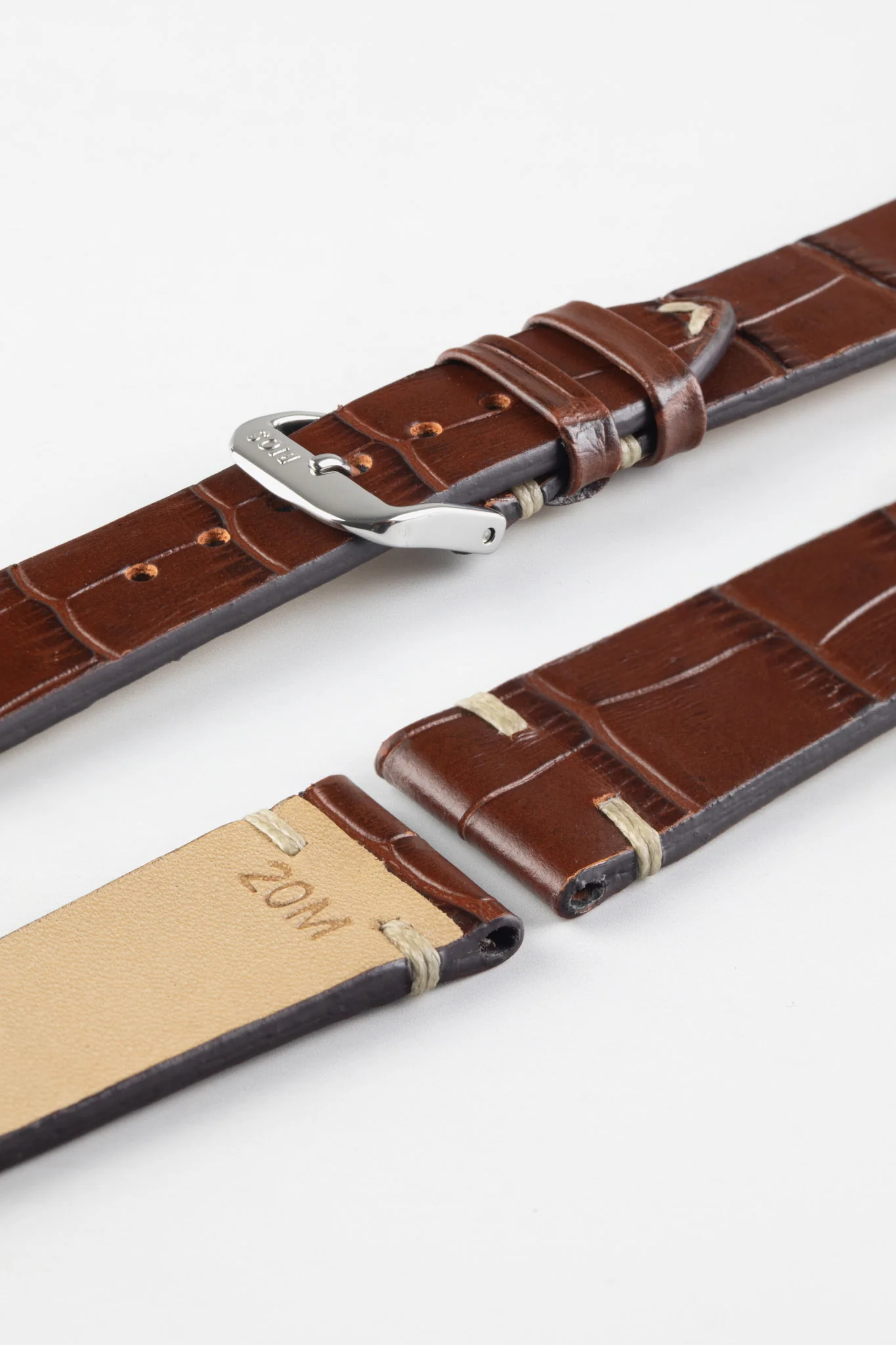 RIOS1931 HOLLYWOOD Alligator-Embossed Leather Watch Strap in MAHOGANY - Image 7