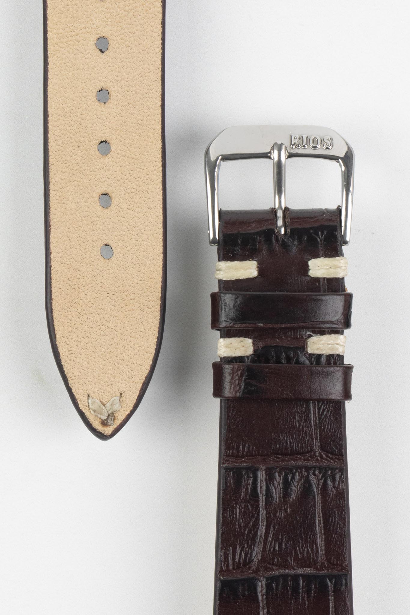 RIOS1931 HOLLYWOOD Alligator-Embossed Leather Watch Strap in MOCHA - Image 3