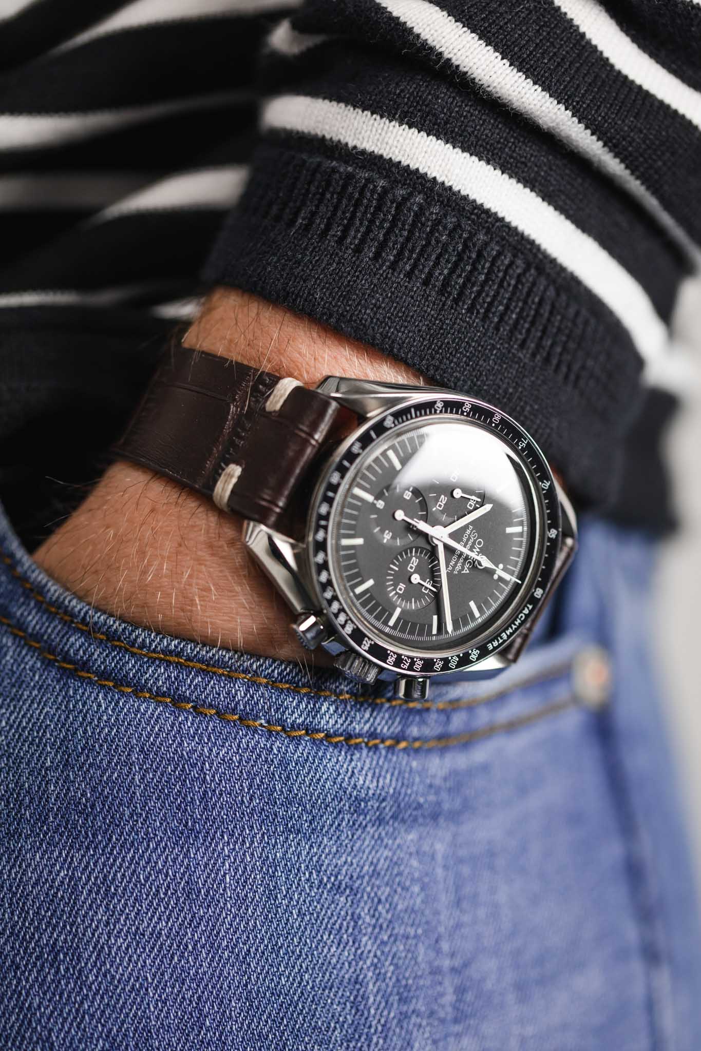 RIOS1931 HOLLYWOOD Alligator-Embossed Leather Watch Strap in MOCHA - Image 6