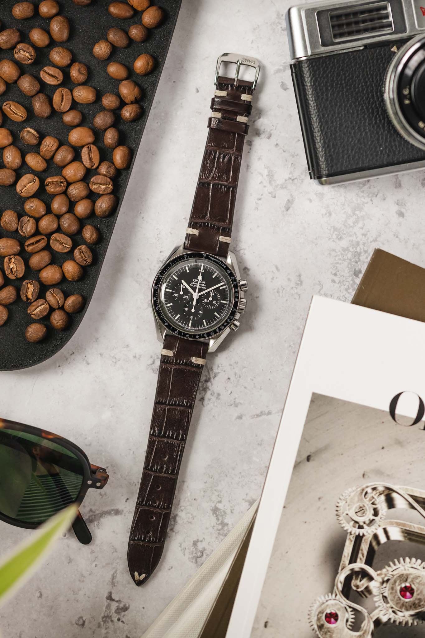 RIOS1931 HOLLYWOOD Alligator-Embossed Leather Watch Strap in MOCHA - Image 9