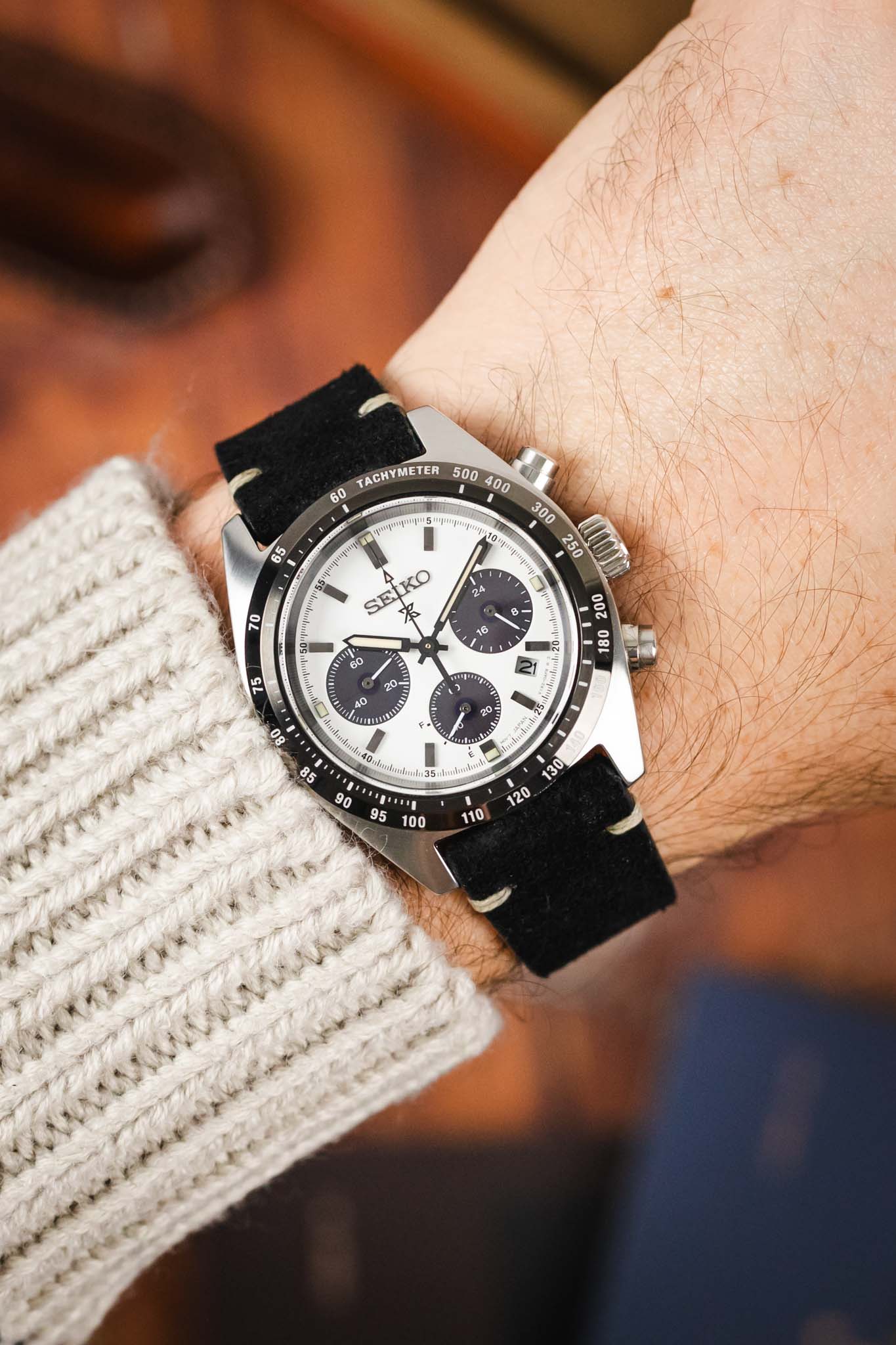 RIOS1931 HUDSON Genuine Suede Leather Watch Strap in BLACK - Image 2