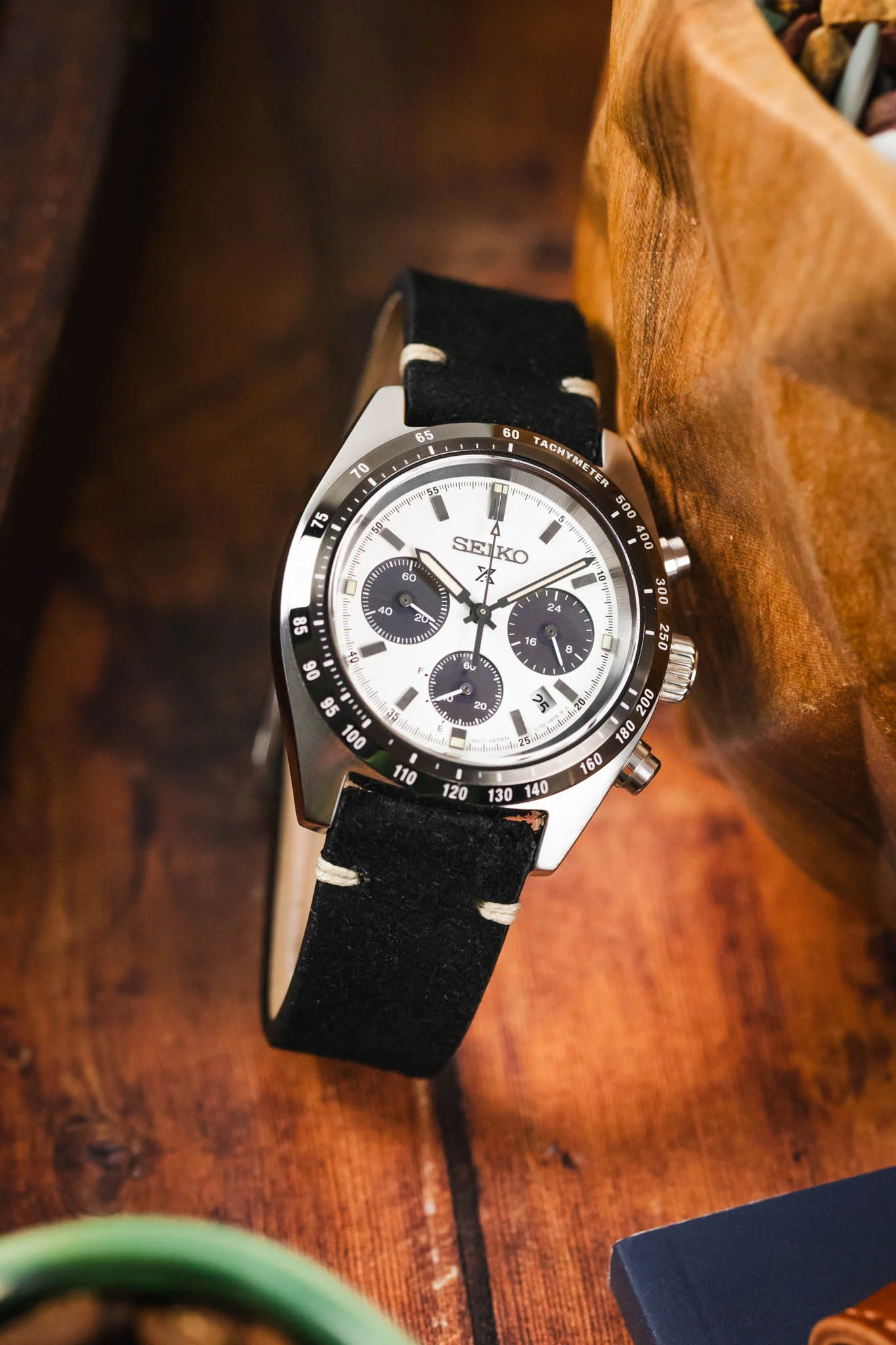 RIOS1931 HUDSON Genuine Suede Leather Watch Strap in BLACK - Image 4