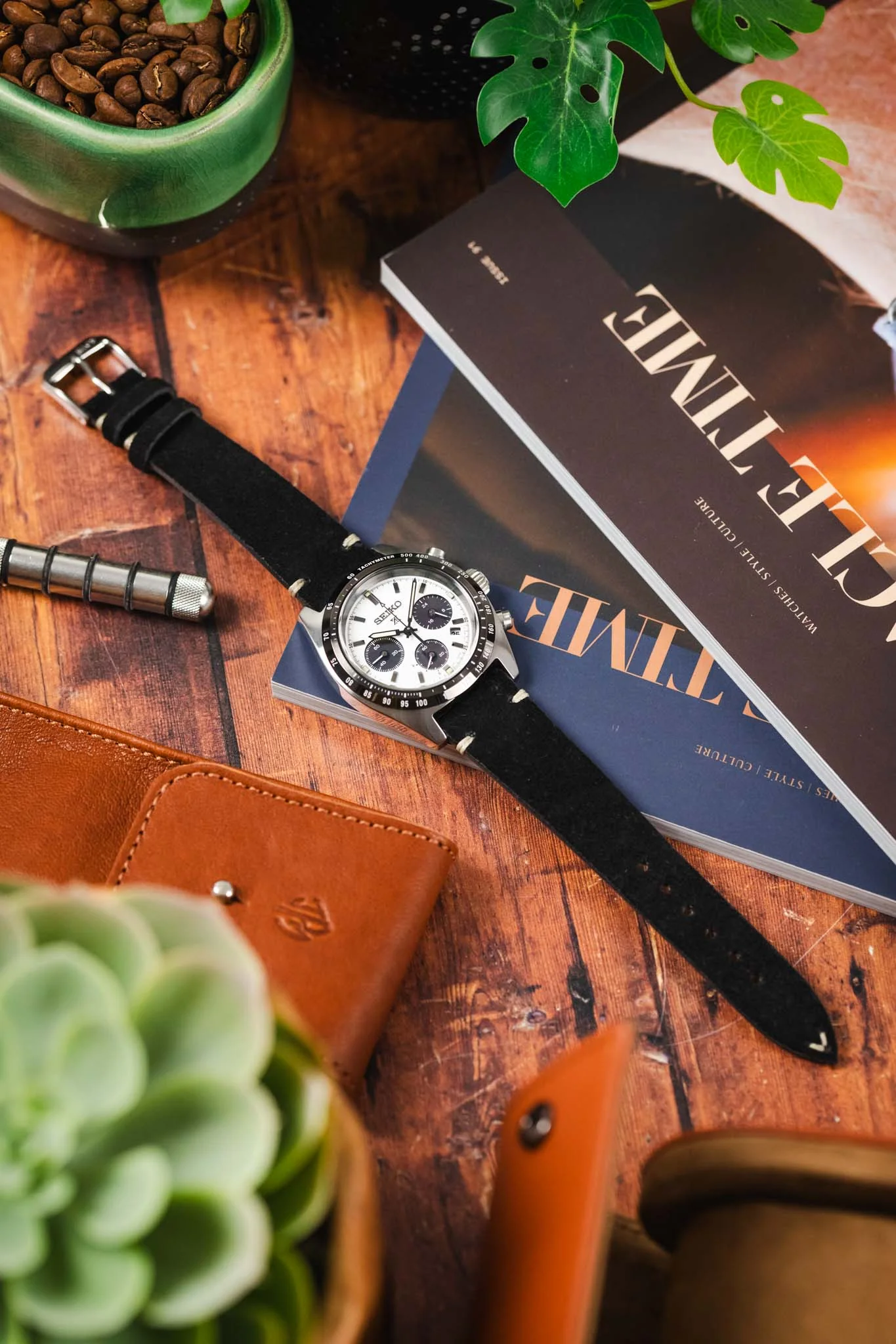 RIOS1931 HUDSON Genuine Suede Leather Watch Strap in BLACK - Image 6