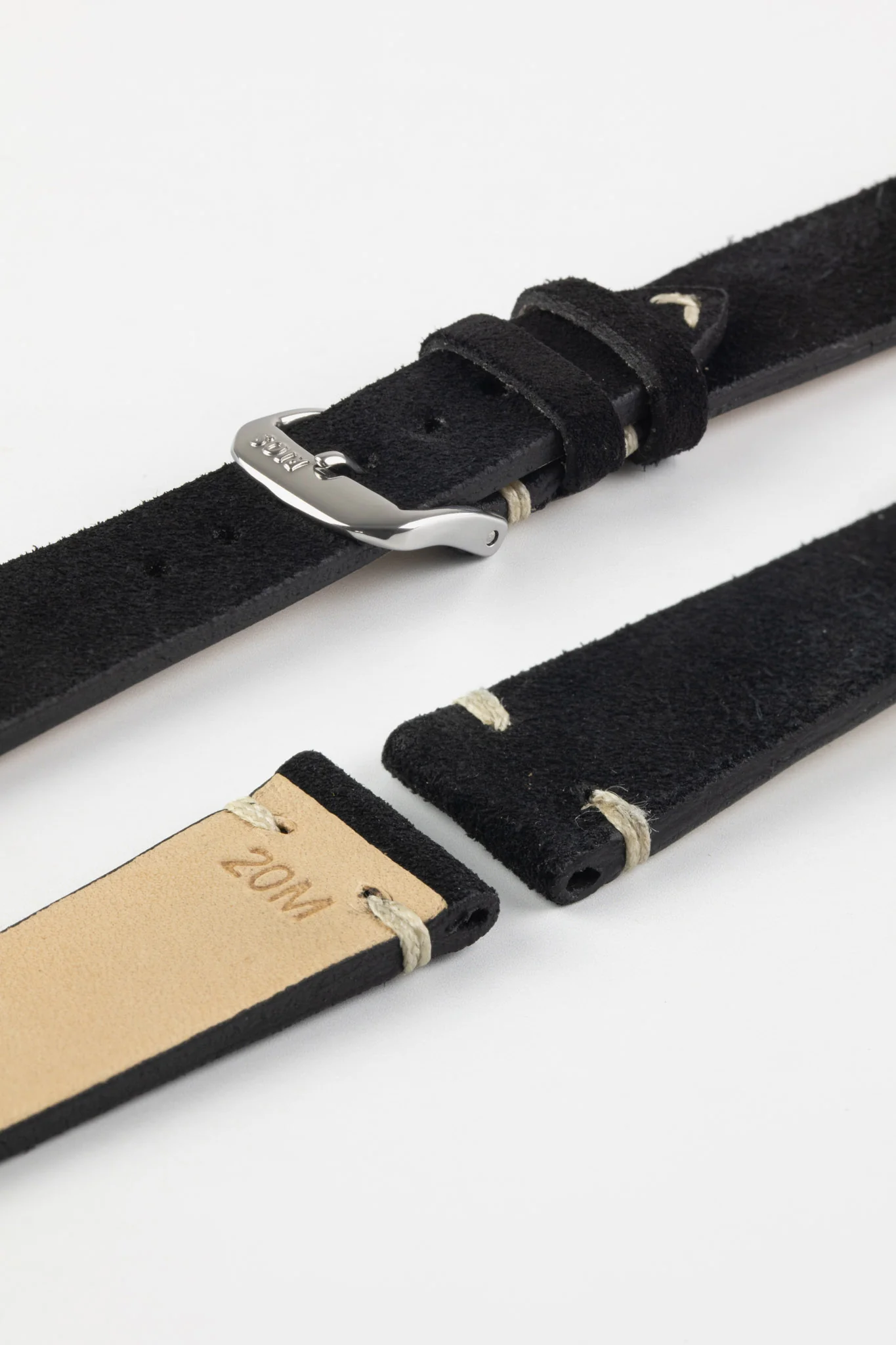 RIOS1931 HUDSON Genuine Suede Leather Watch Strap in BLACK - Image 7