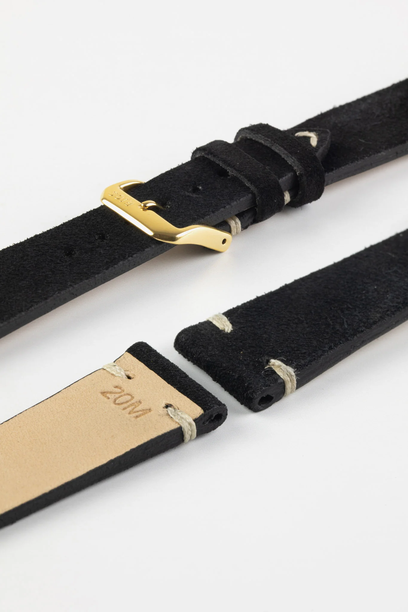 RIOS1931 HUDSON Genuine Suede Leather Watch Strap in BLACK - Image 8